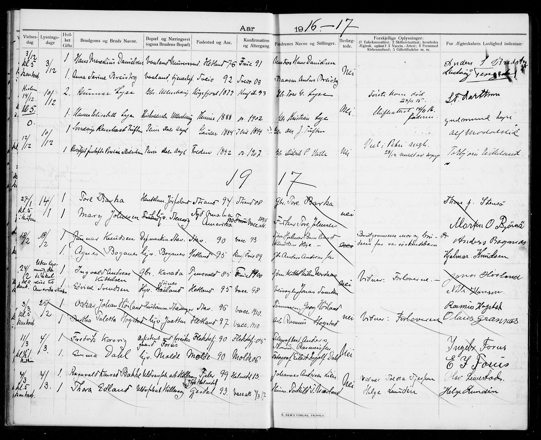 Hetland sokneprestkontor, SAST/A-101826/70/705BA/L0005: Banns register no. 705.BA.5, 1911-1935