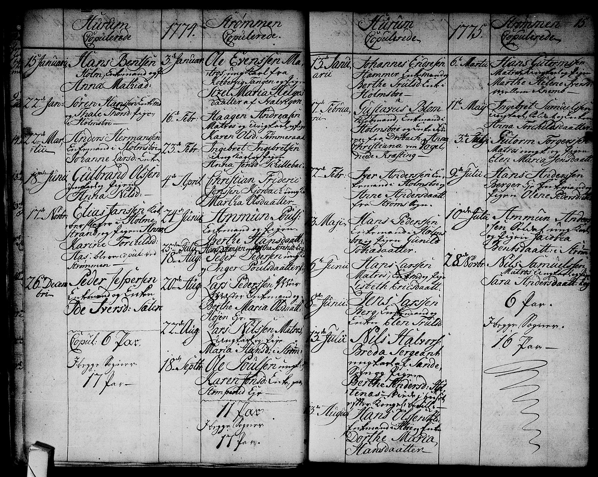 Hurum kirkebøker, AV/SAKO-A-229/F/Fa/L0007: Parish register (official) no. 7, 1771-1810, p. 15