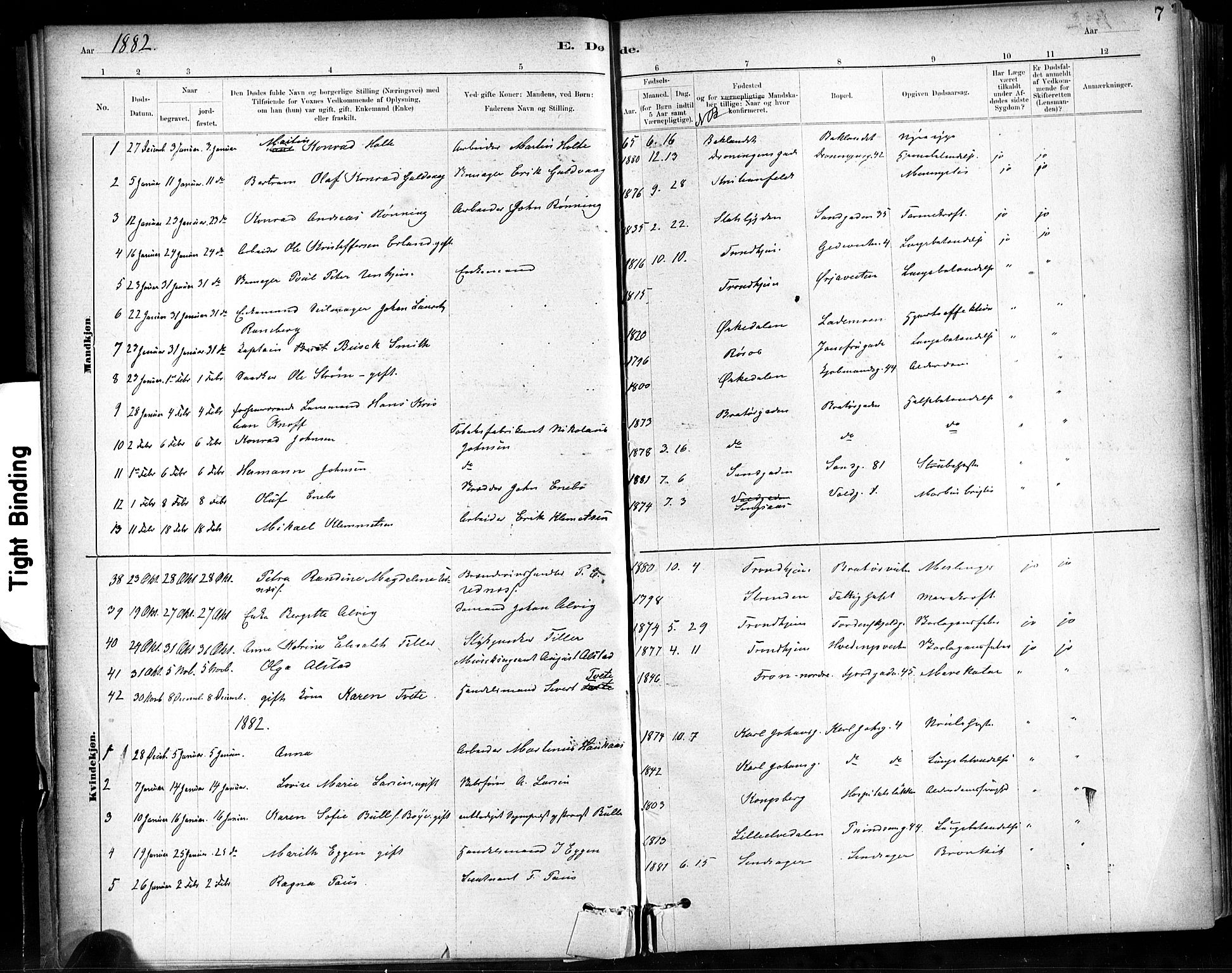 Ministerialprotokoller, klokkerbøker og fødselsregistre - Sør-Trøndelag, SAT/A-1456/602/L0120: Parish register (official) no. 602A18, 1880-1913, p. 7