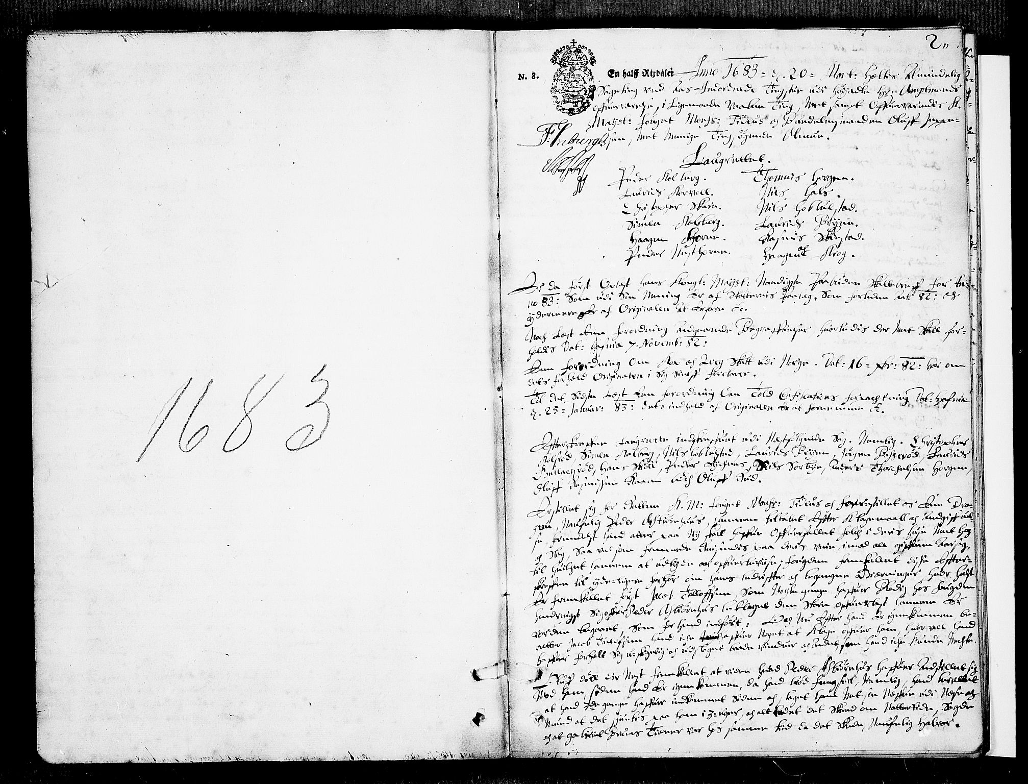 Eiker, Modum og Sigdal sorenskriveri, SAKO/A-123/F/Fa/Faa/L0018: Tingbok, 1683, p. 1b-2a