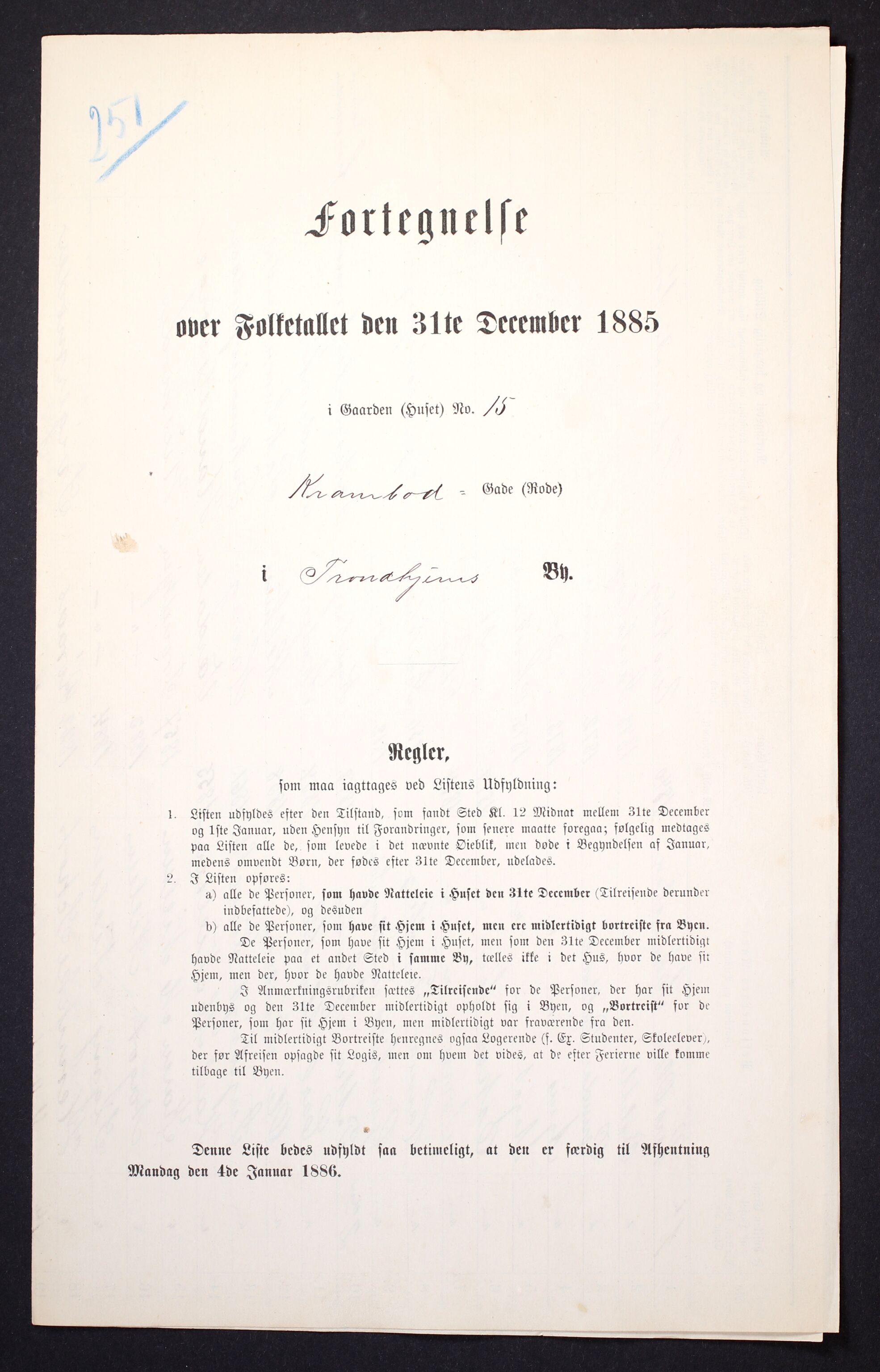 SAT, 1885 census for 1601 Trondheim, 1885, p. 1060