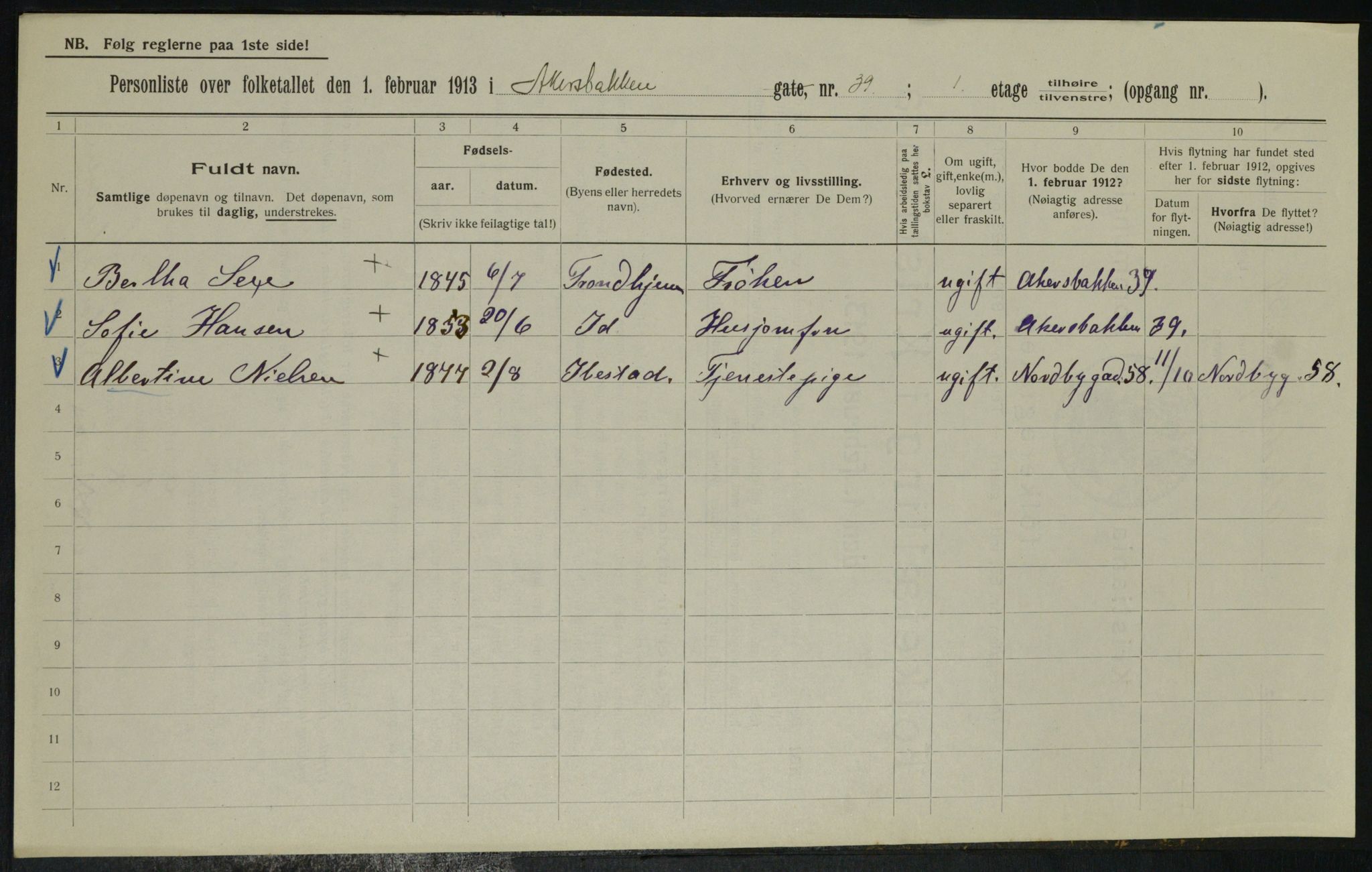 OBA, Municipal Census 1913 for Kristiania, 1913, p. 300