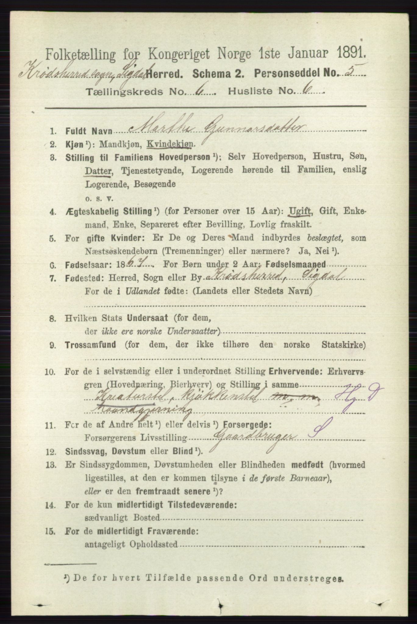 RA, 1891 census for 0621 Sigdal, 1891, p. 6670