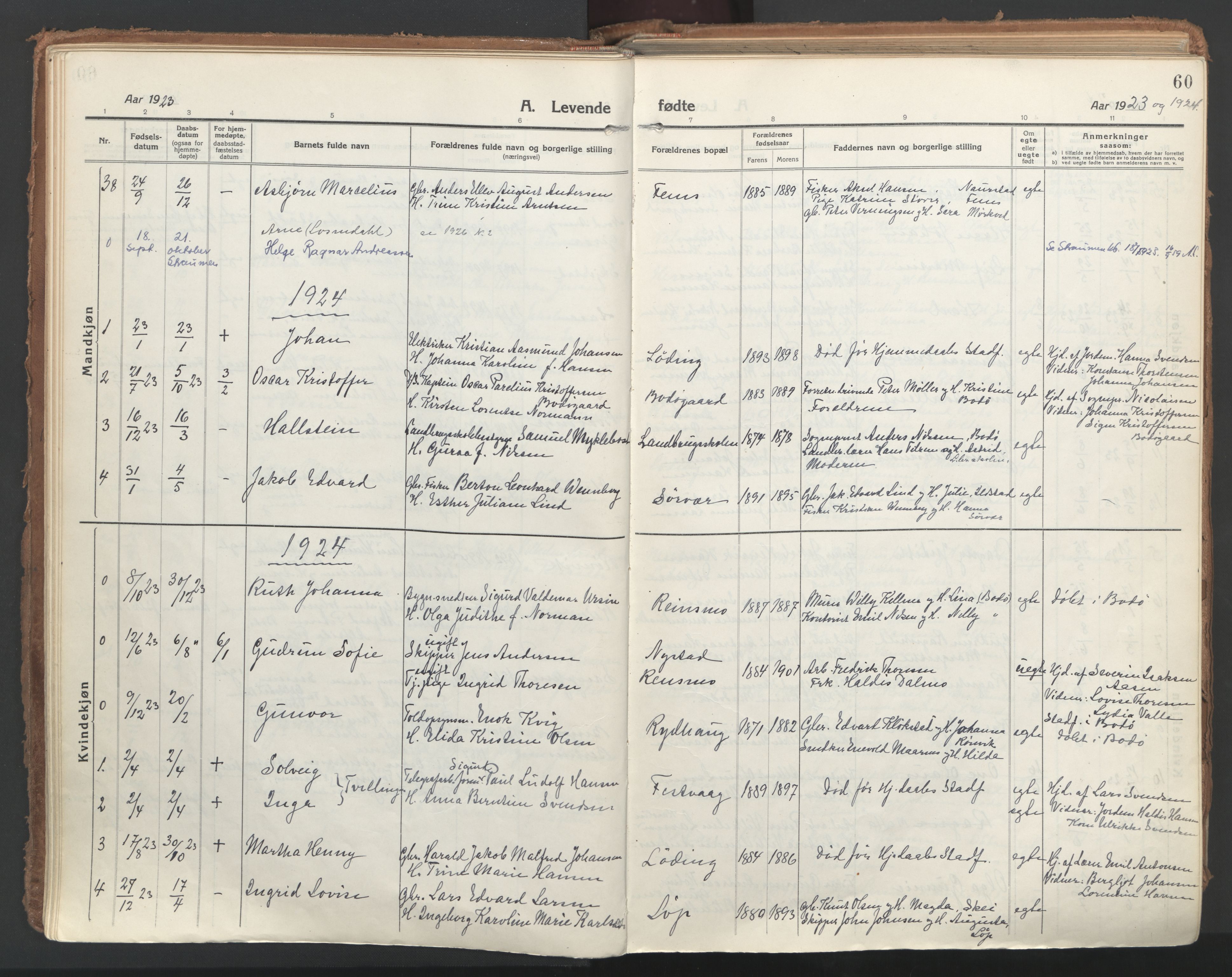 Ministerialprotokoller, klokkerbøker og fødselsregistre - Nordland, SAT/A-1459/802/L0060: Parish register (official) no. 802A07, 1916-1933, p. 60