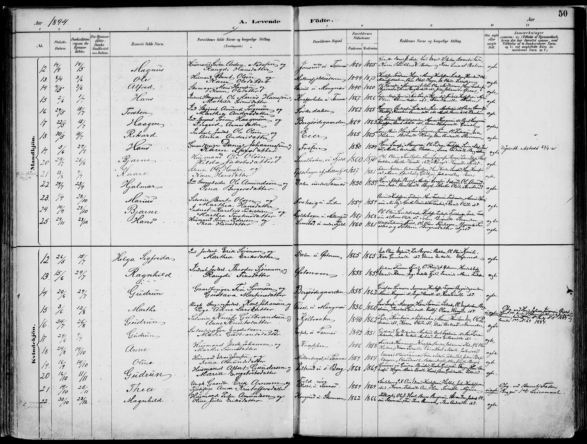 Nord-Odal prestekontor, AV/SAH-PREST-032/H/Ha/Haa/L0008: Parish register (official) no. 8, 1886-1901, p. 50