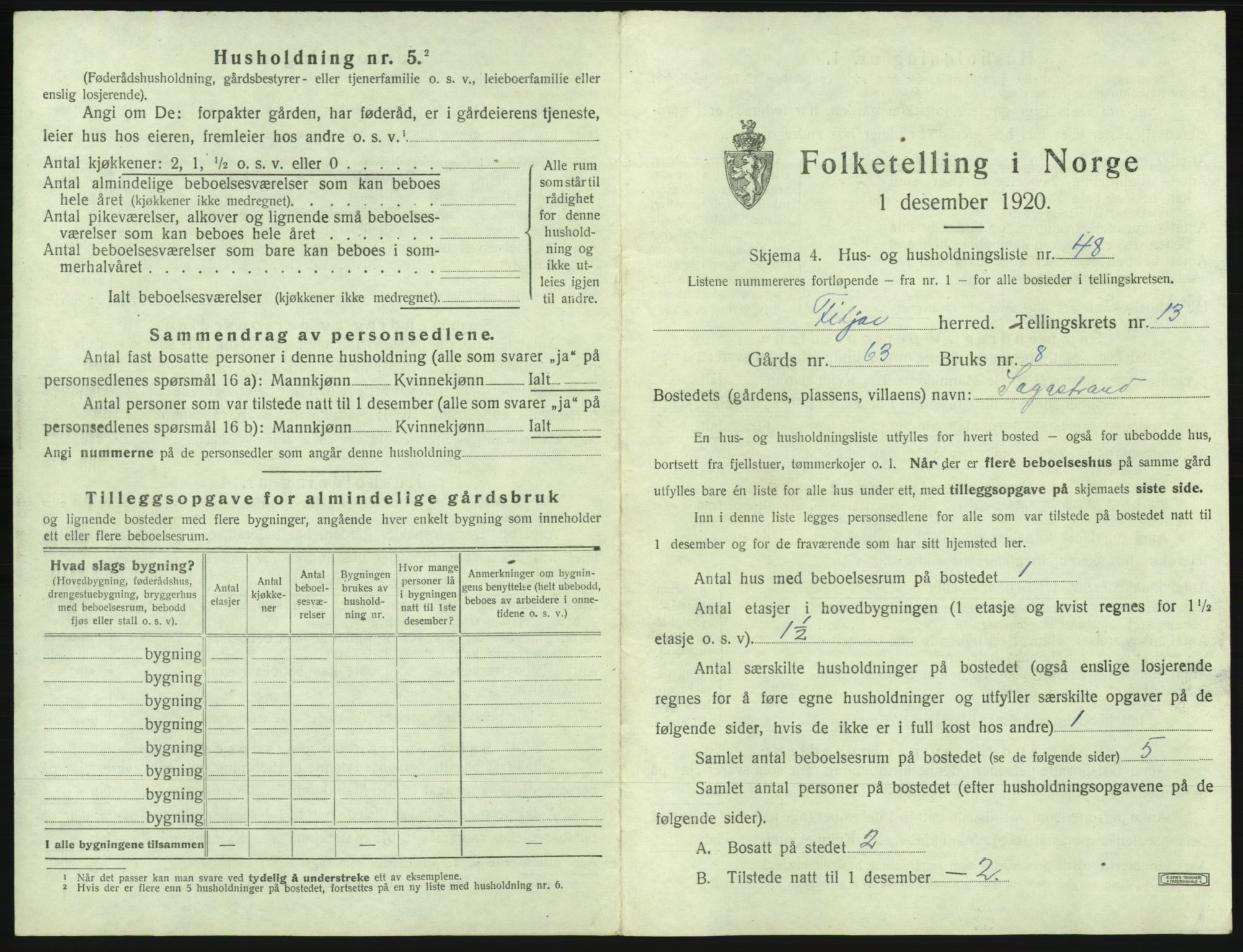 SAB, 1920 census for Fitjar, 1920, p. 820