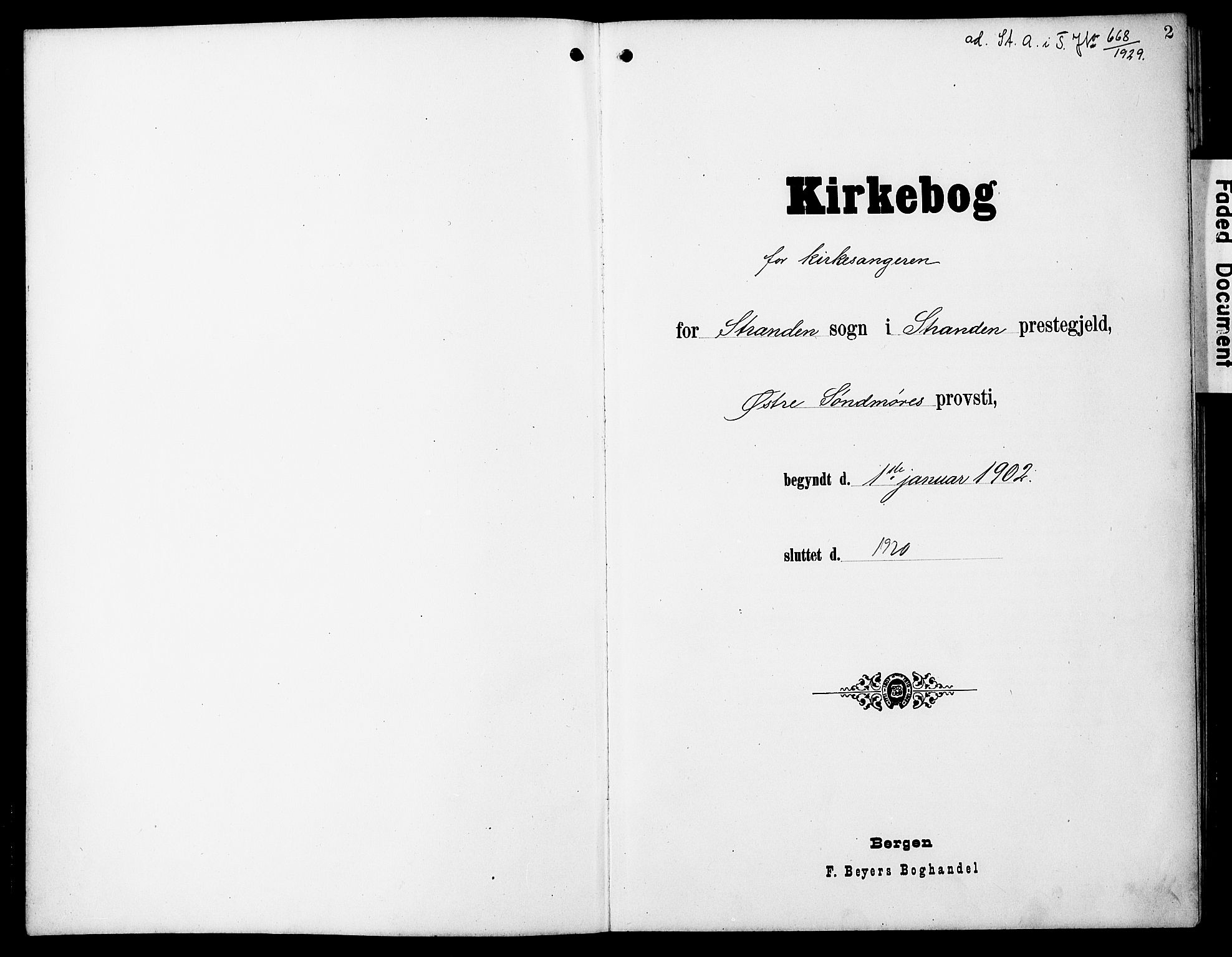 Ministerialprotokoller, klokkerbøker og fødselsregistre - Møre og Romsdal, SAT/A-1454/520/L0293: Parish register (copy) no. 520C05, 1902-1923, p. 2