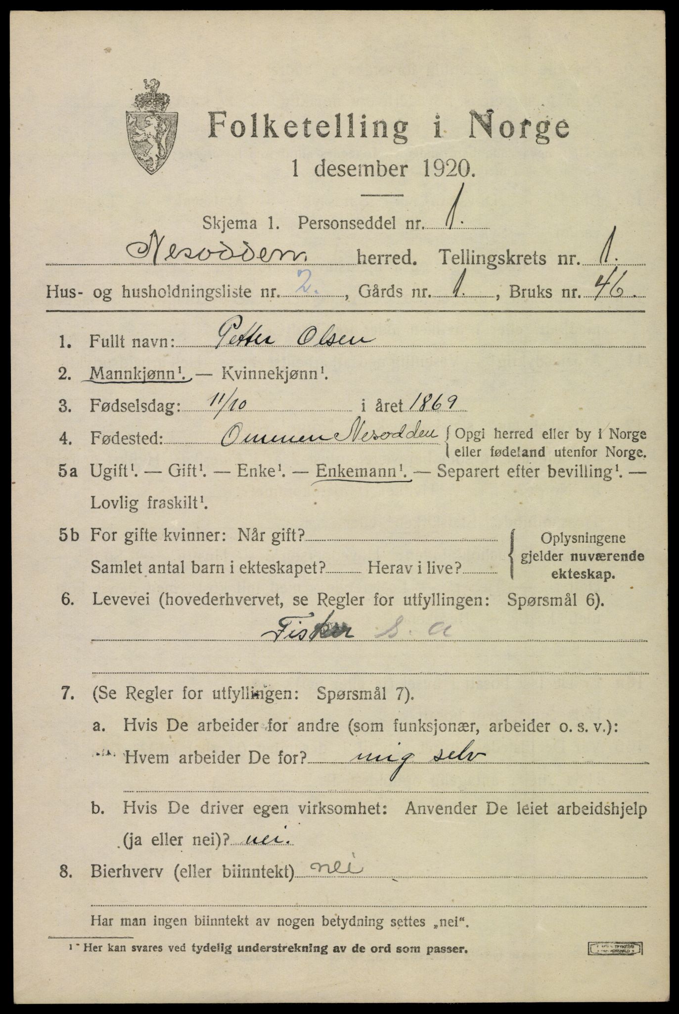 SAO, 1920 census for Nesodden, 1920, p. 1773