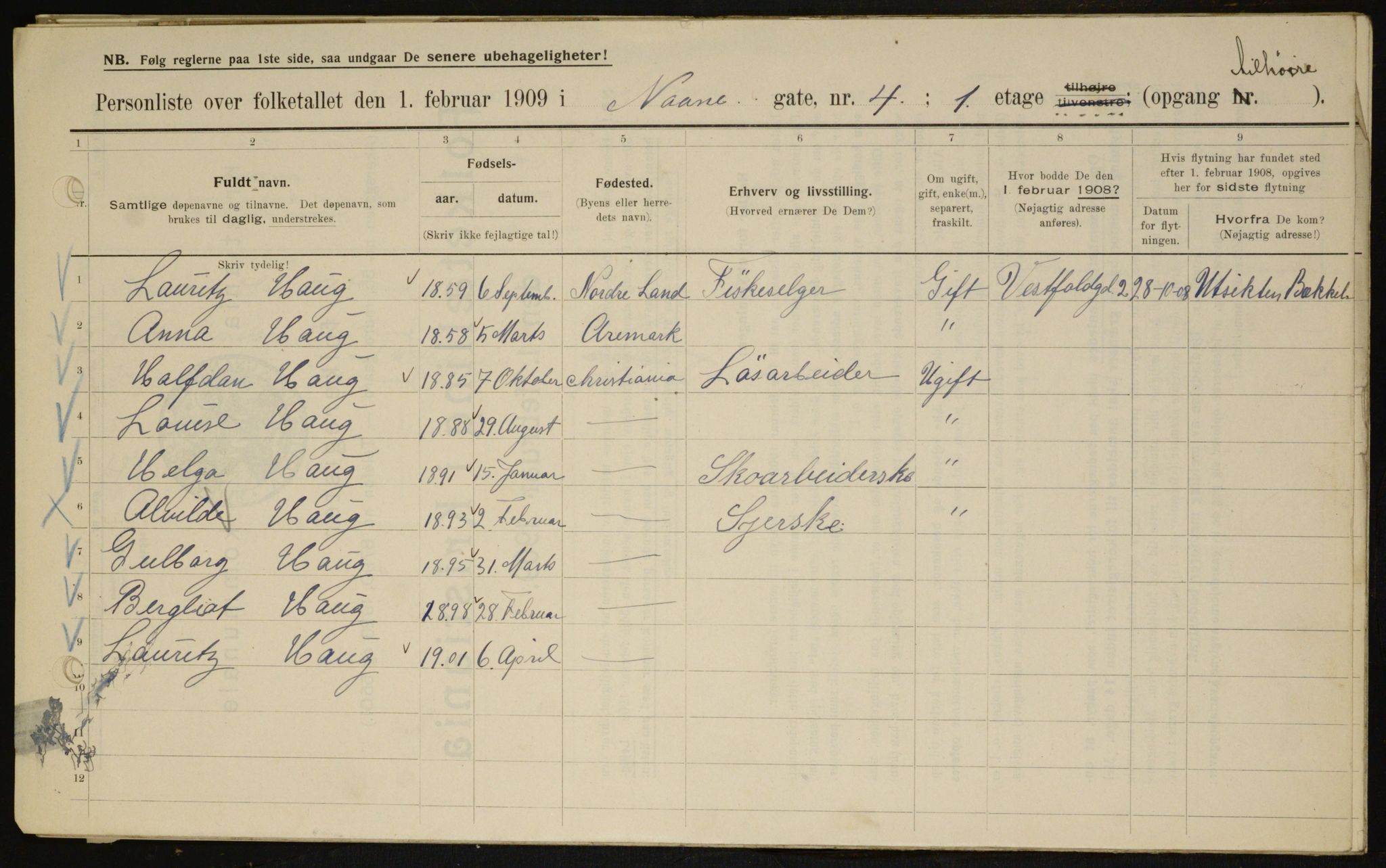 OBA, Municipal Census 1909 for Kristiania, 1909, p. 64571