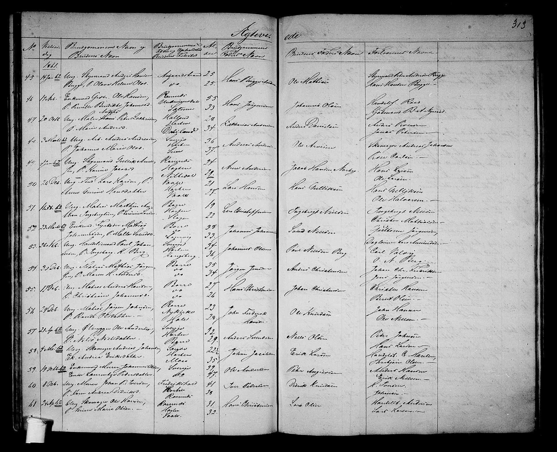 Borre kirkebøker, SAKO/A-338/G/Ga/L0002: Parish register (copy) no. I 2, 1852-1871, p. 313