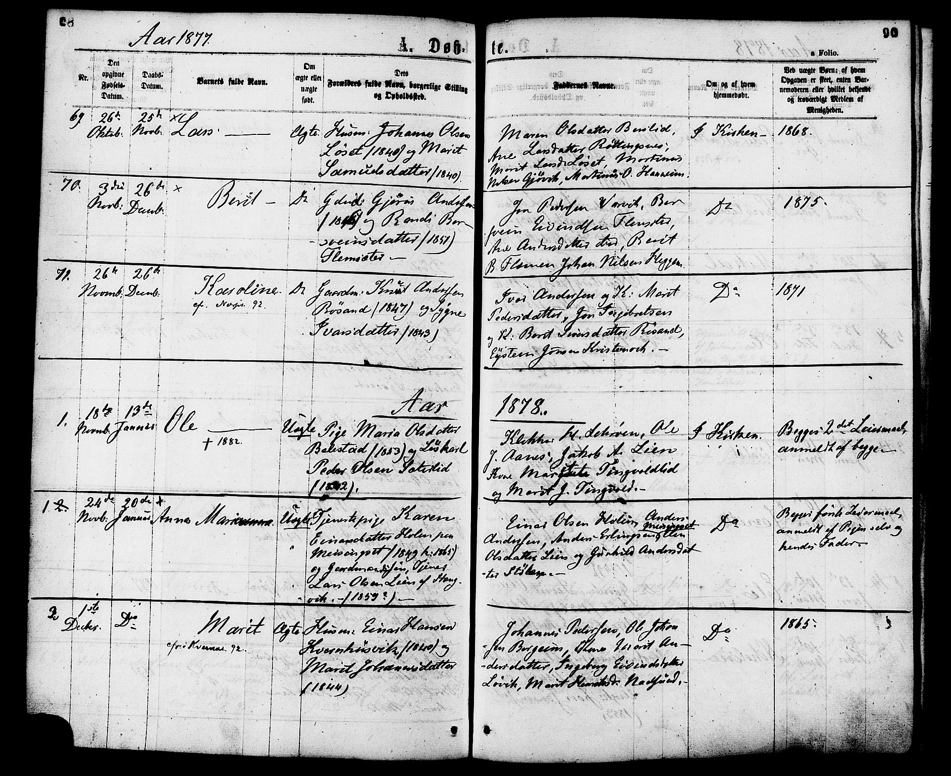 Ministerialprotokoller, klokkerbøker og fødselsregistre - Møre og Romsdal, AV/SAT-A-1454/586/L0986: Parish register (official) no. 586A12, 1867-1878, p. 90