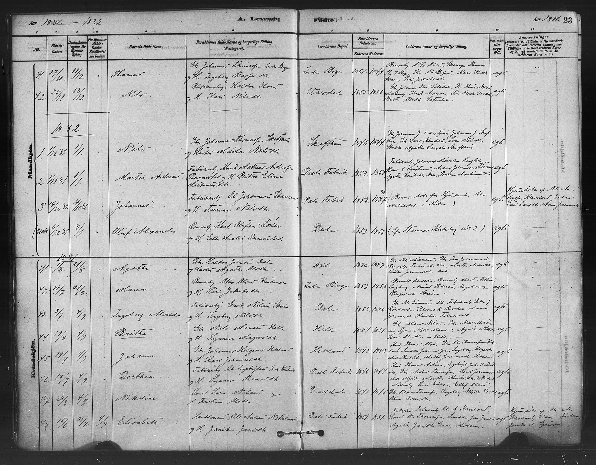 Bruvik Sokneprestembete, AV/SAB-A-74701/H/Haa: Parish register (official) no. B 1, 1878-1904, p. 23