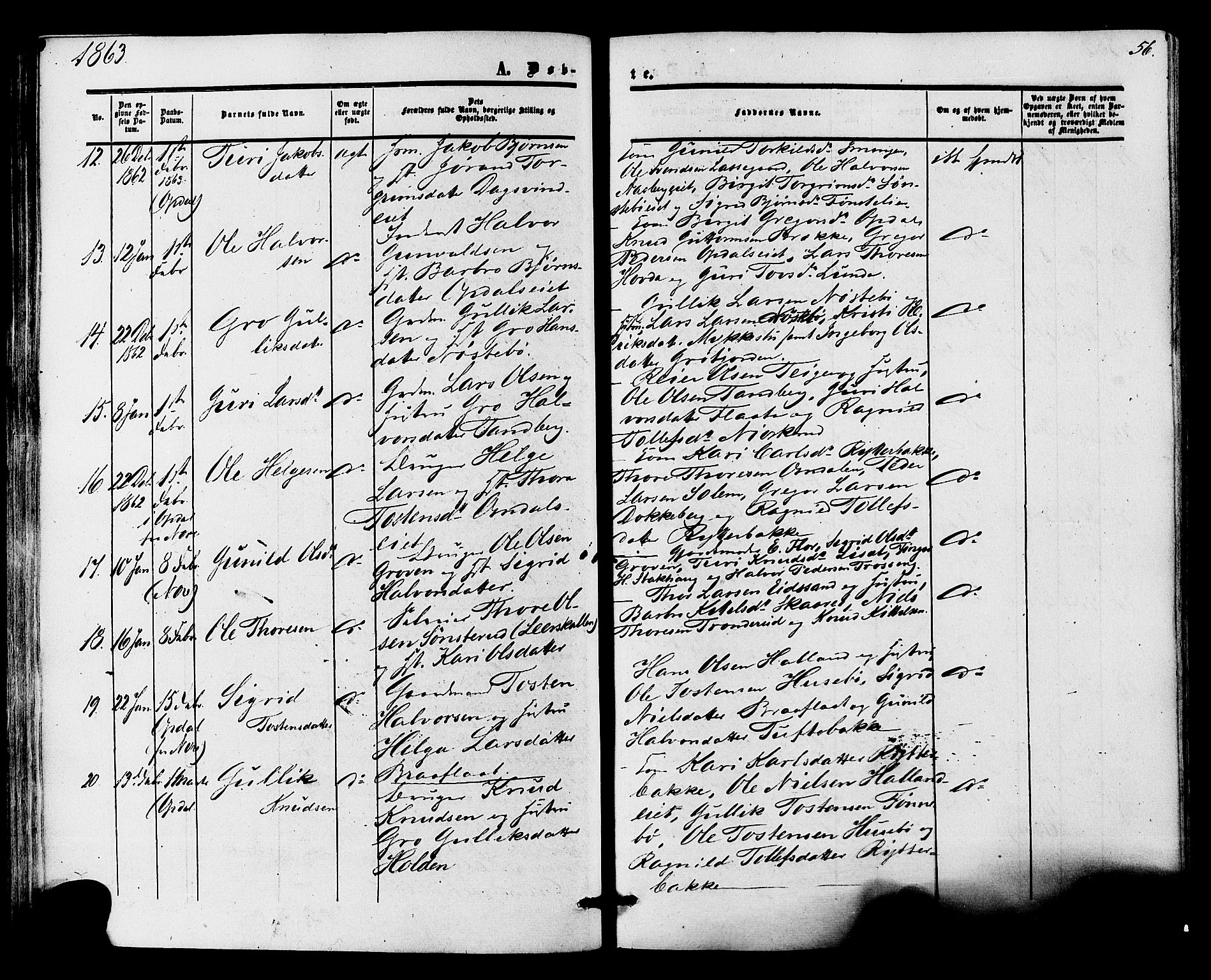 Nore kirkebøker, SAKO/A-238/F/Fa/L0003: Parish register (official) no. I 3, 1858-1866, p. 56