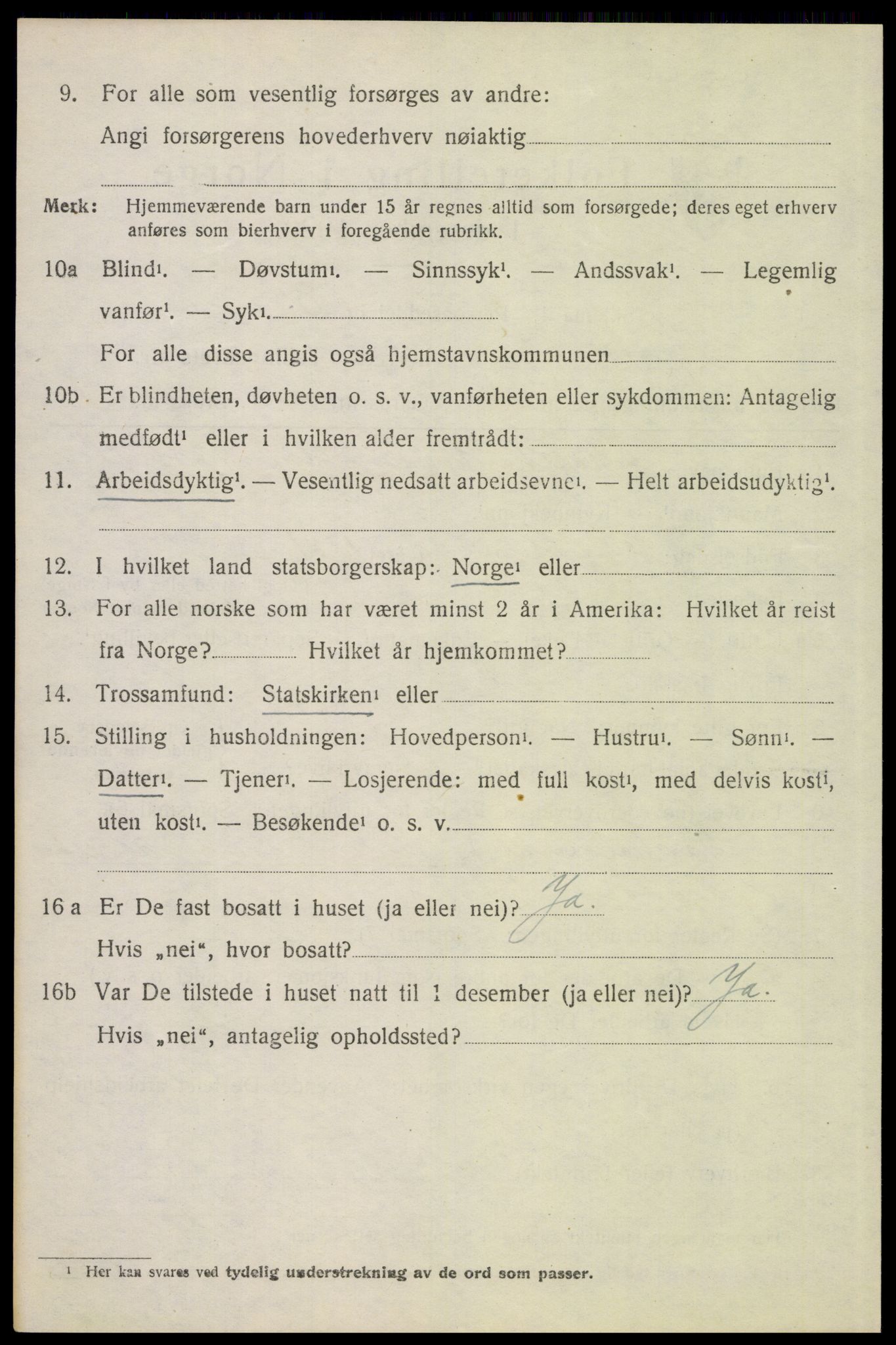 SAH, 1920 census for Tynset, 1920, p. 2451