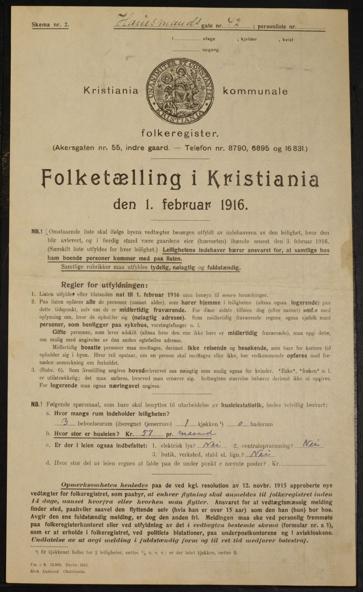 OBA, Municipal Census 1916 for Kristiania, 1916, p. 36072