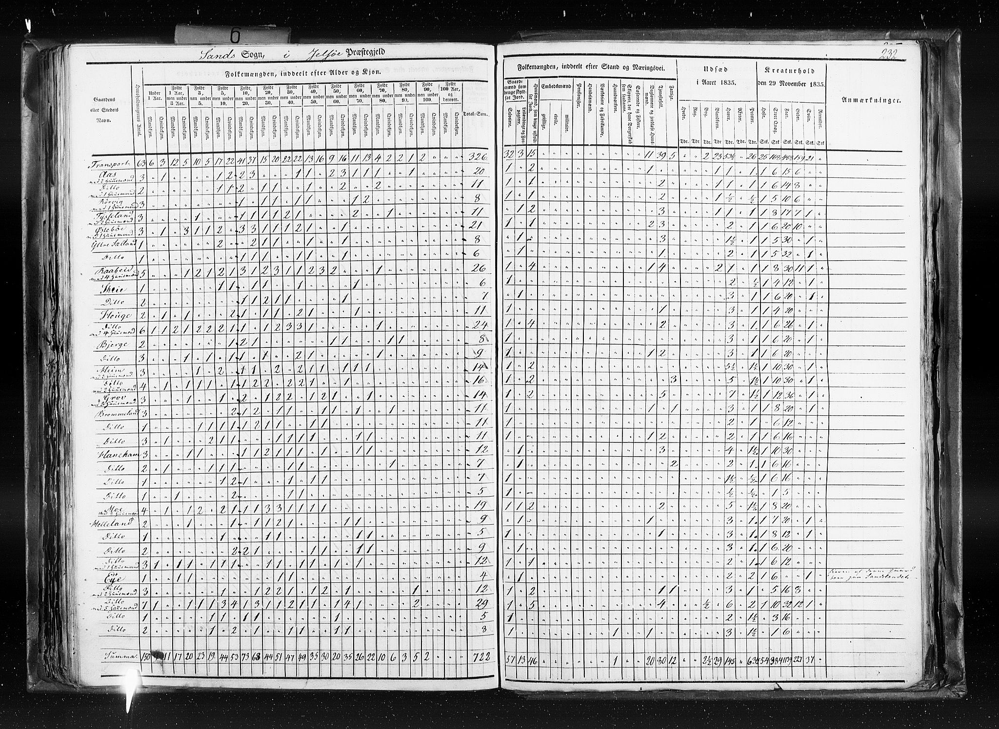 RA, Census 1835, vol. 6: Lister og Mandal amt og Stavanger amt, 1835, p. 232