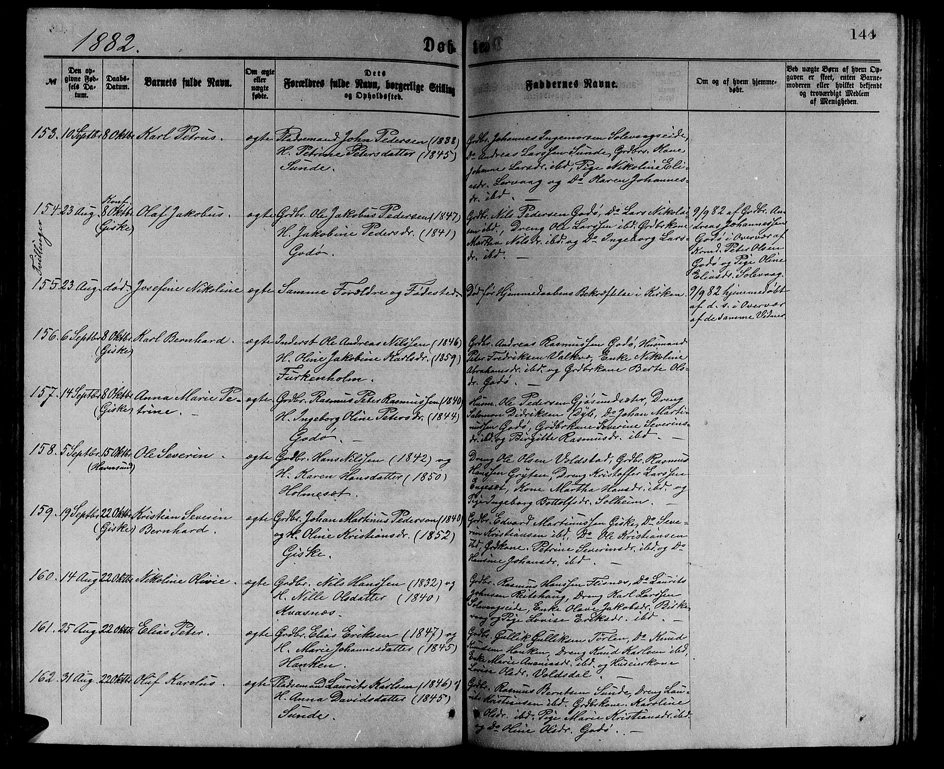 Ministerialprotokoller, klokkerbøker og fødselsregistre - Møre og Romsdal, AV/SAT-A-1454/528/L0429: Parish register (copy) no. 528C10, 1872-1886, p. 144