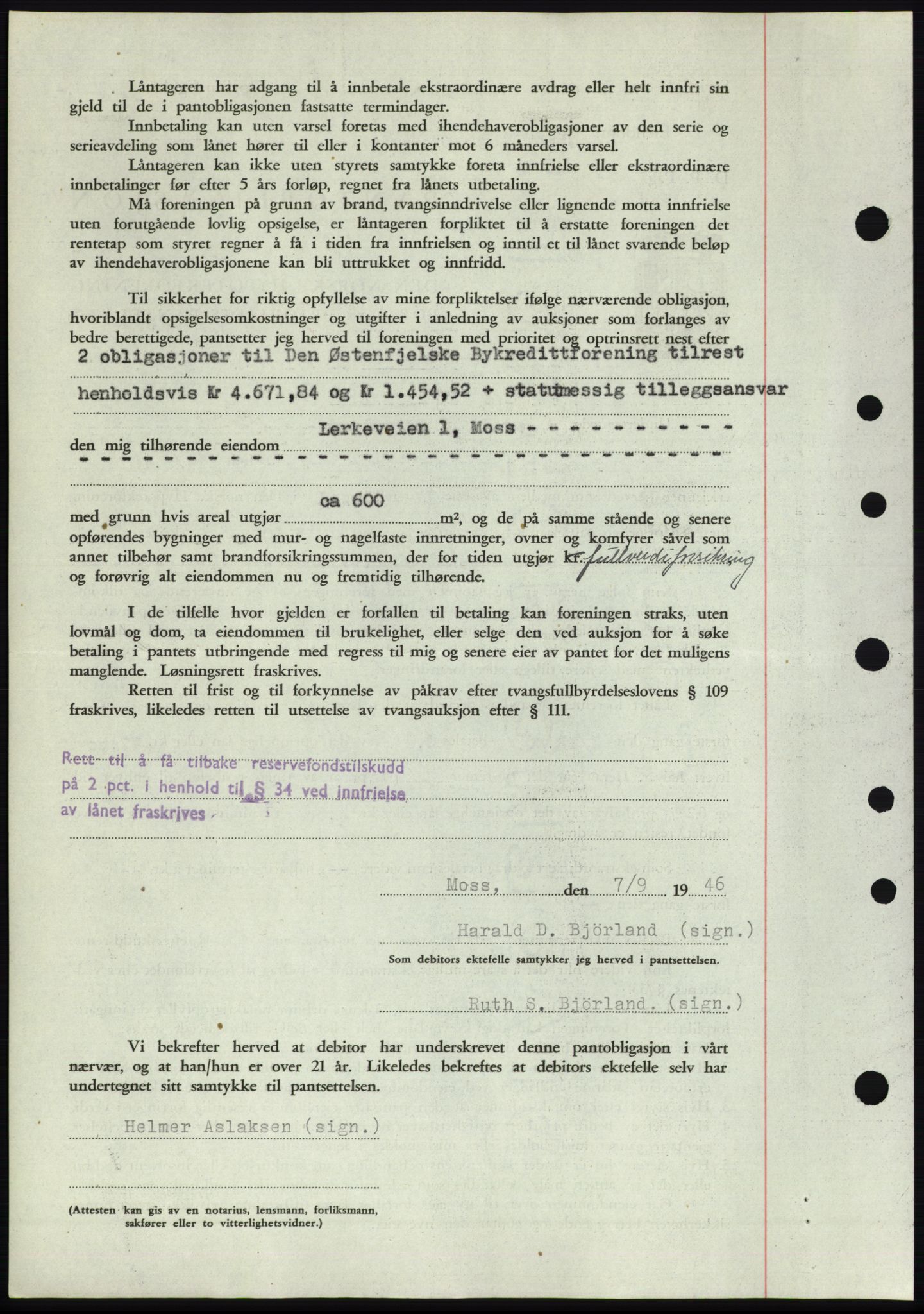Moss sorenskriveri, SAO/A-10168: Mortgage book no. B15, 1946-1946, Diary no: : 2114/1946