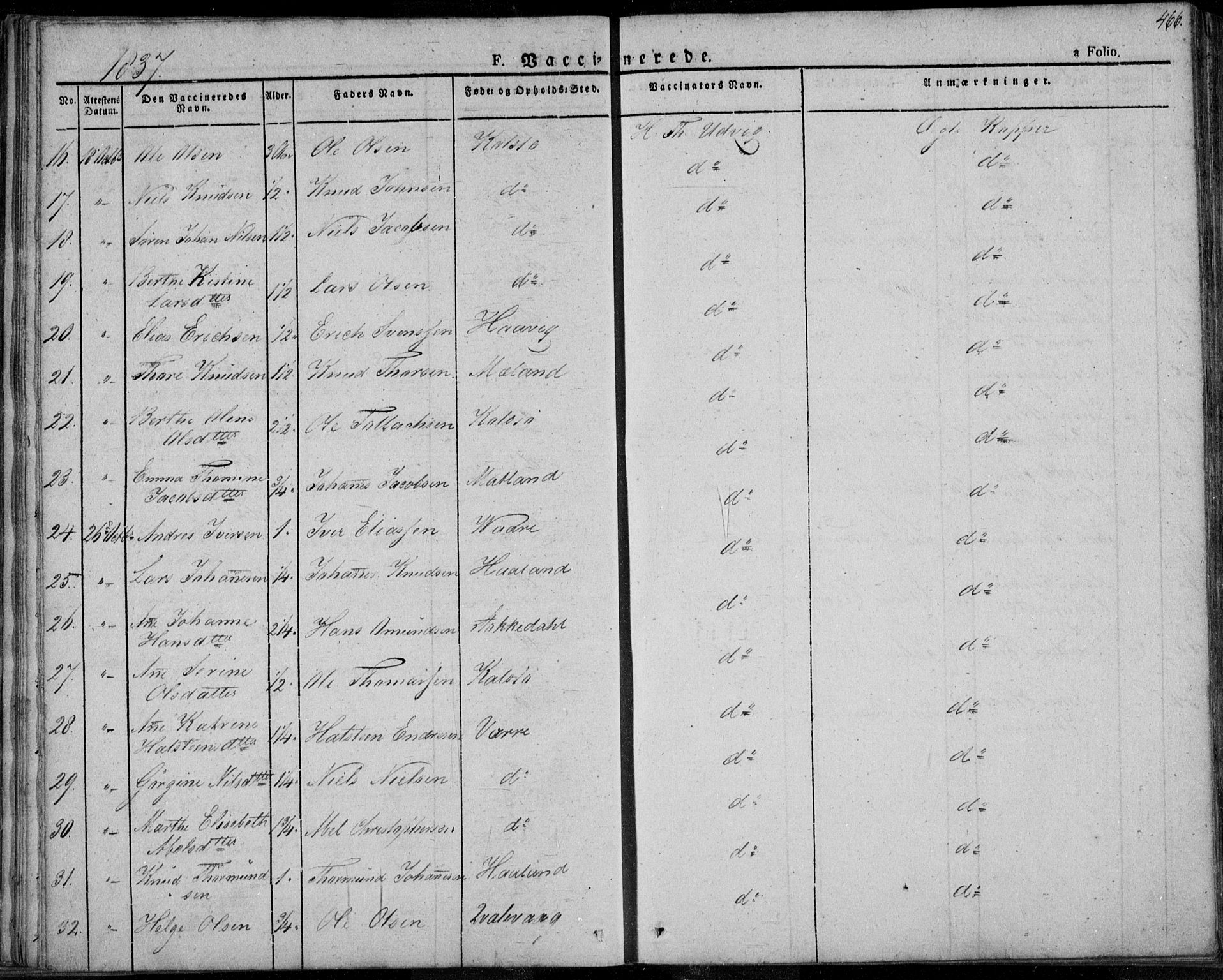 Avaldsnes sokneprestkontor, AV/SAST-A -101851/H/Ha/Haa/L0005: Parish register (official) no. A 5.2, 1825-1841, p. 466