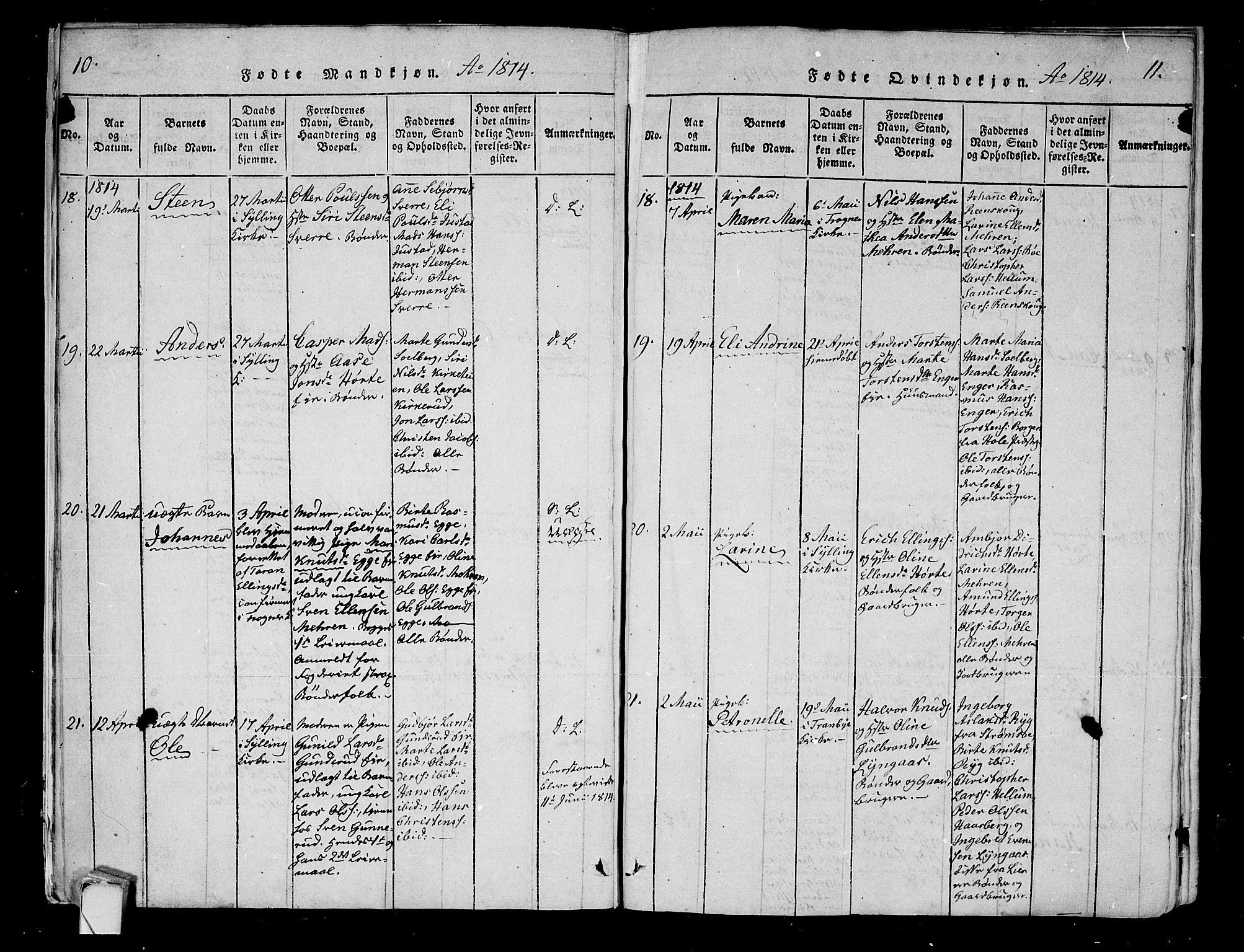 Lier kirkebøker, AV/SAKO-A-230/F/Fa/L0008: Parish register (official) no. I 8, 1813-1825, p. 10-11