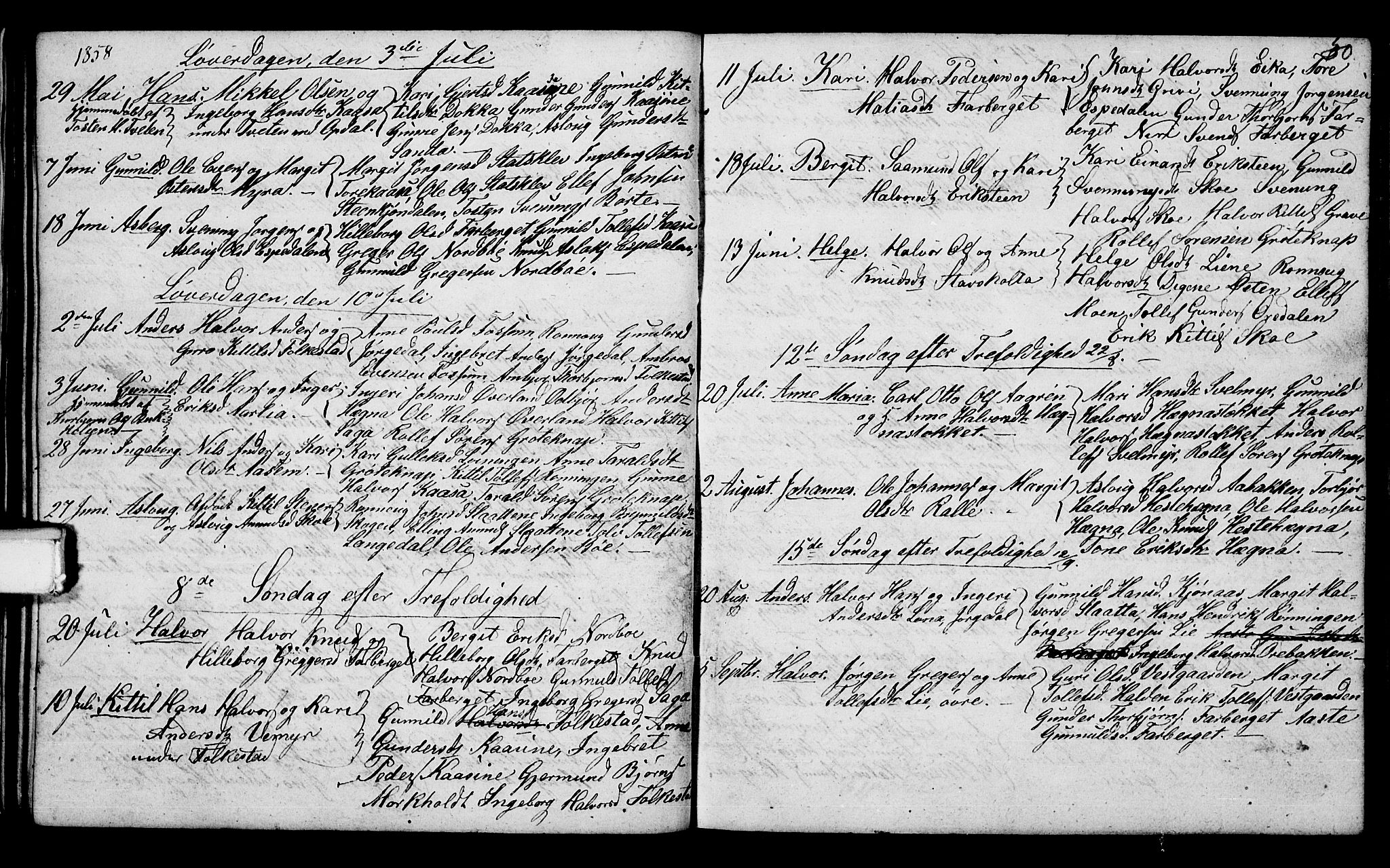 Bø kirkebøker, AV/SAKO-A-257/G/Ga/L0002: Parish register (copy) no. 2, 1853-1866, p. 30