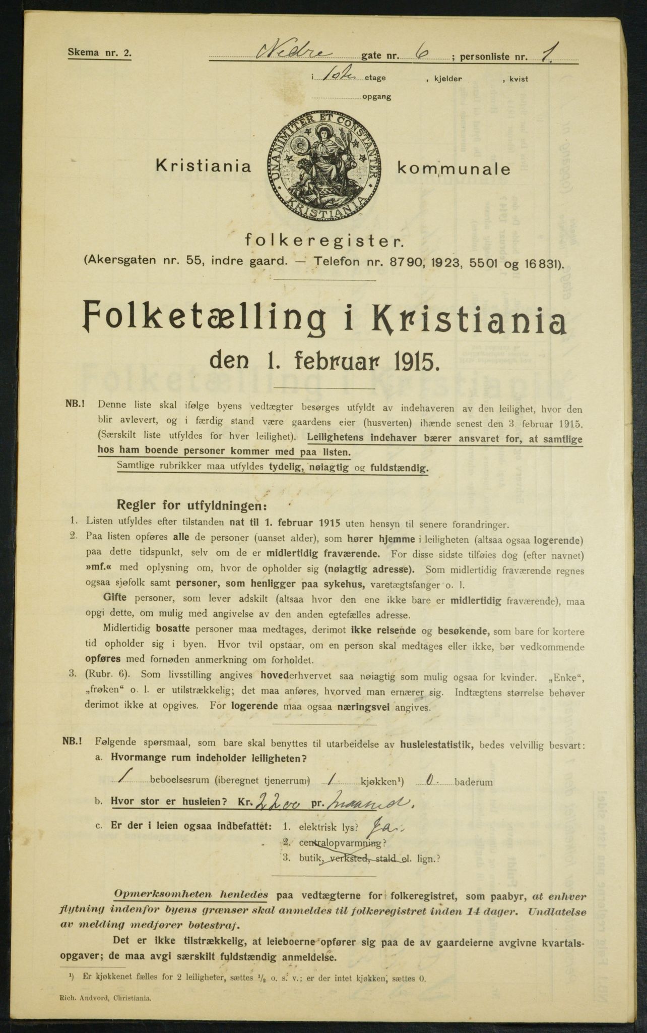 OBA, Municipal Census 1915 for Kristiania, 1915, p. 68610