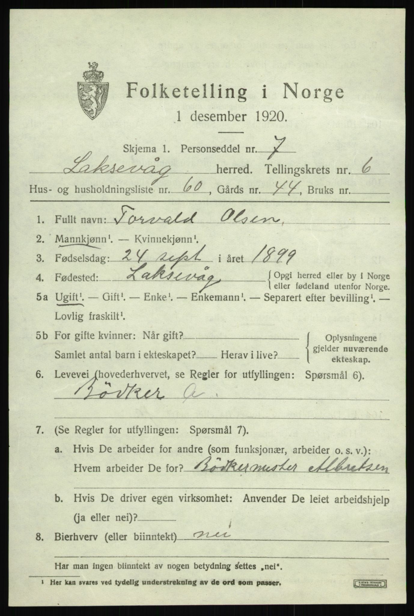 SAB, 1920 census for Laksevåg, 1920, p. 17898