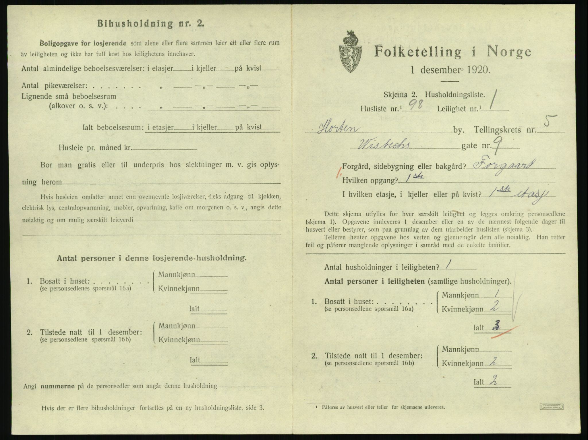 SAKO, 1920 census for Horten, 1920, p. 6015