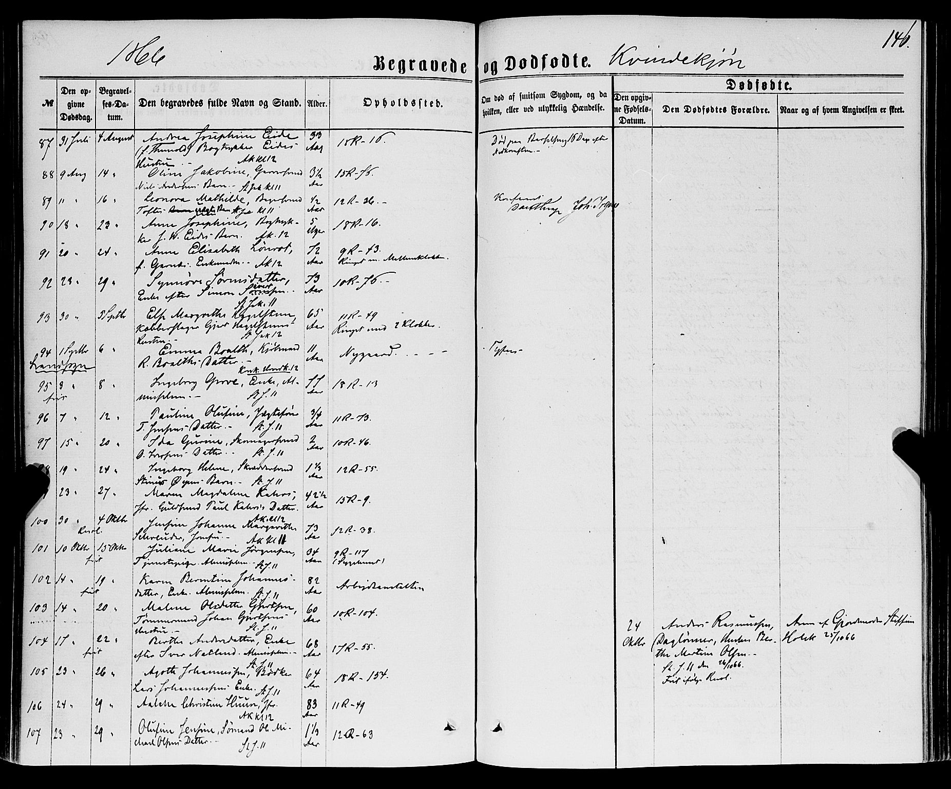 Domkirken sokneprestembete, SAB/A-74801/H/Haa/L0042: Parish register (official) no. E 3, 1863-1876, p. 146