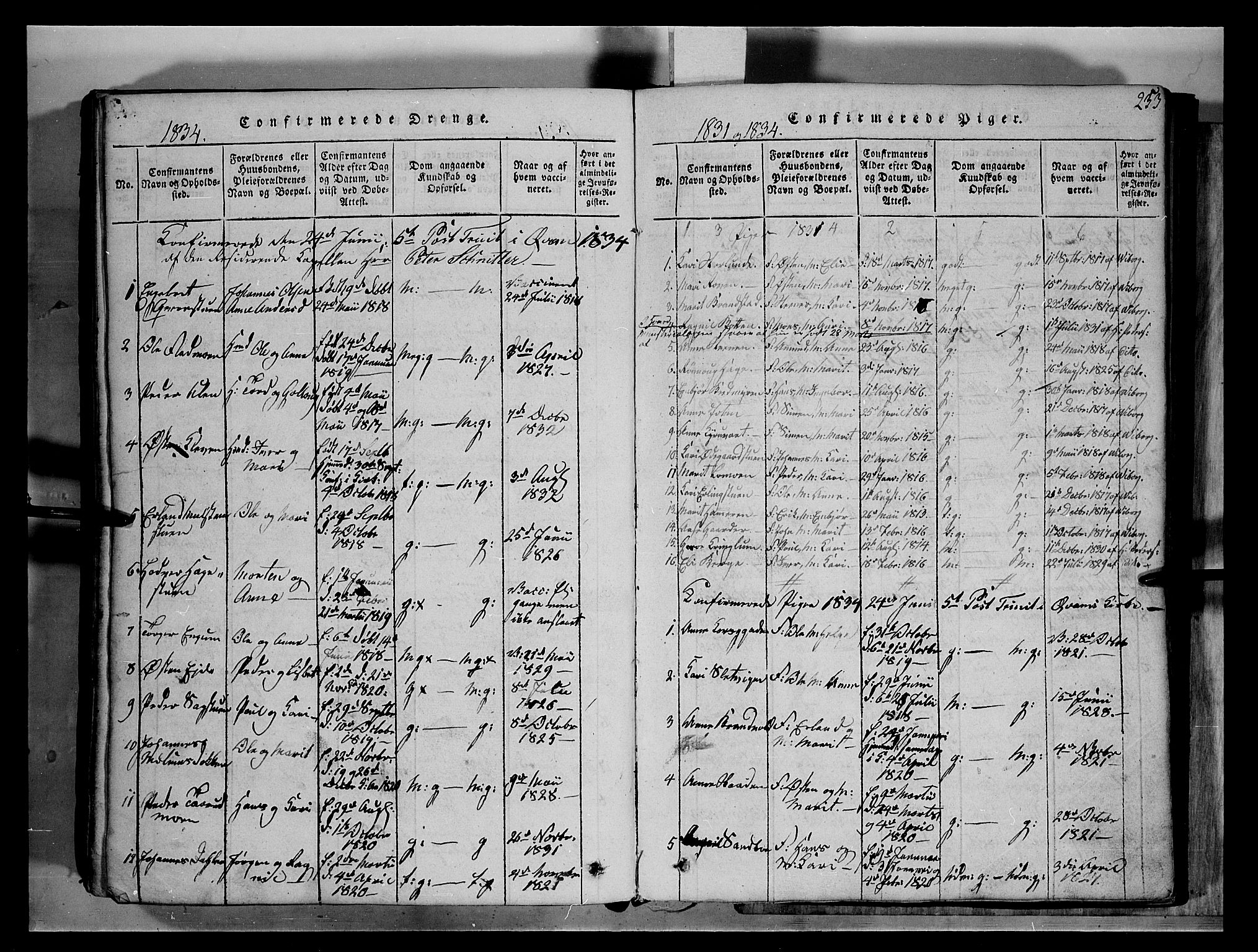 Fron prestekontor, AV/SAH-PREST-078/H/Ha/Hab/L0004: Parish register (copy) no. 4, 1816-1850, p. 253
