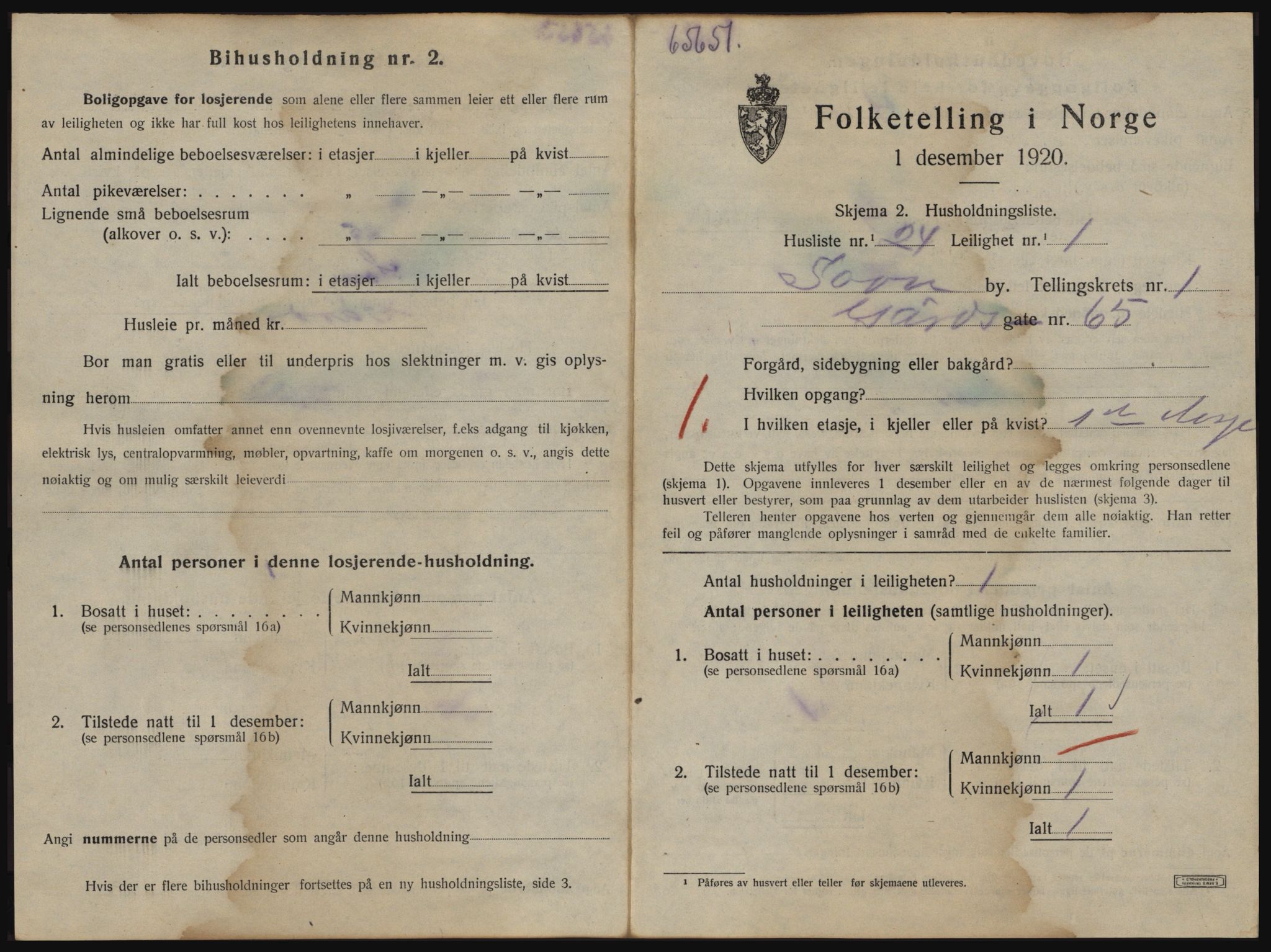 SAO, 1920 census for Son, 1920, p. 286