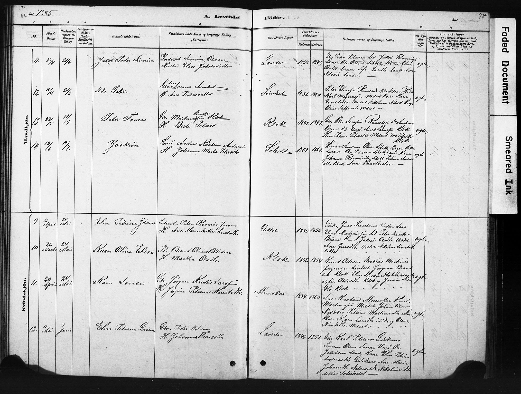 Ministerialprotokoller, klokkerbøker og fødselsregistre - Møre og Romsdal, AV/SAT-A-1454/522/L0326: Parish register (copy) no. 522C05, 1878-1890, p. 44