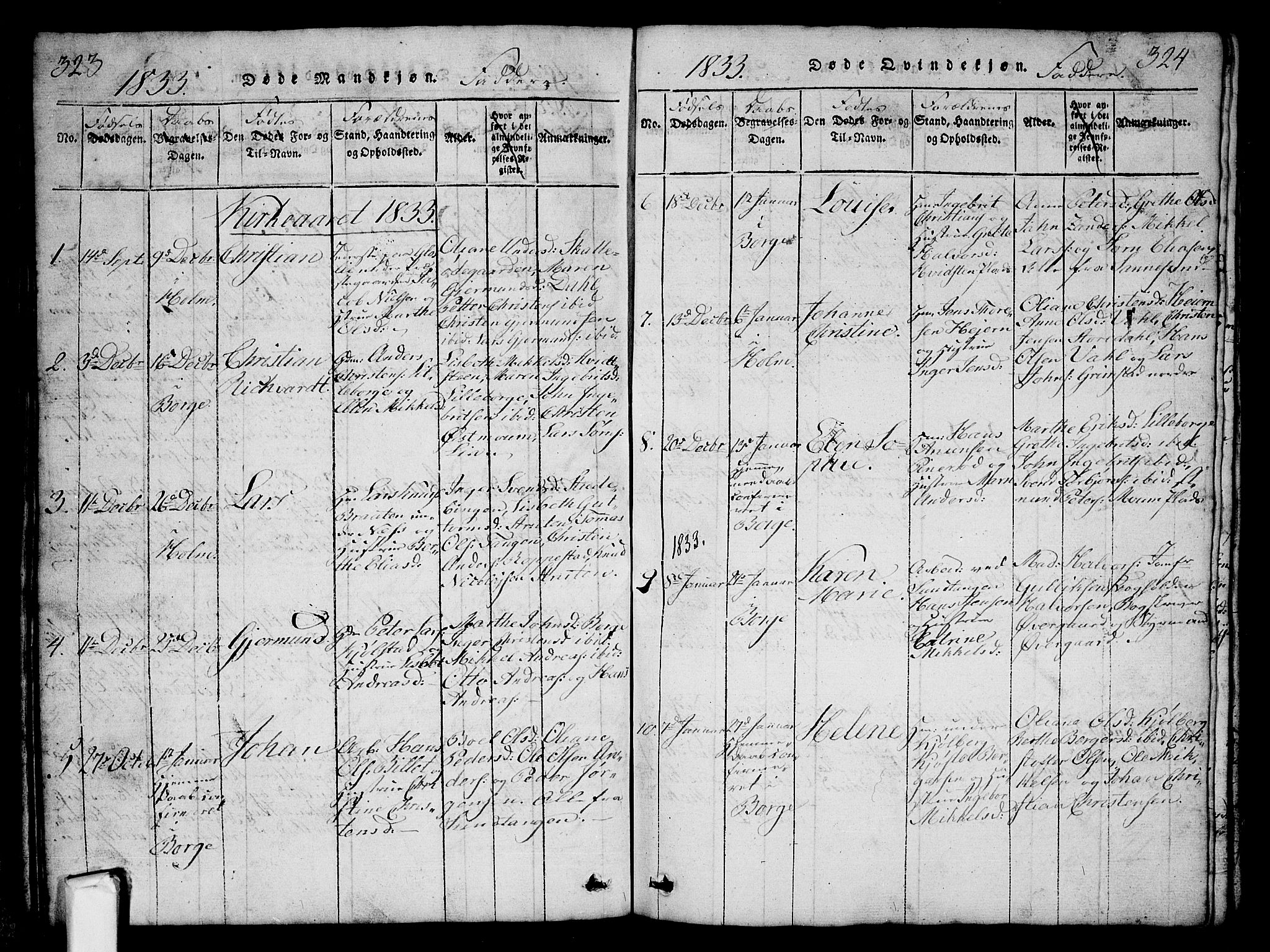 Borge prestekontor Kirkebøker, AV/SAO-A-10903/G/Ga/L0001: Parish register (copy) no.  I 1, 1815-1835, p. 323-324