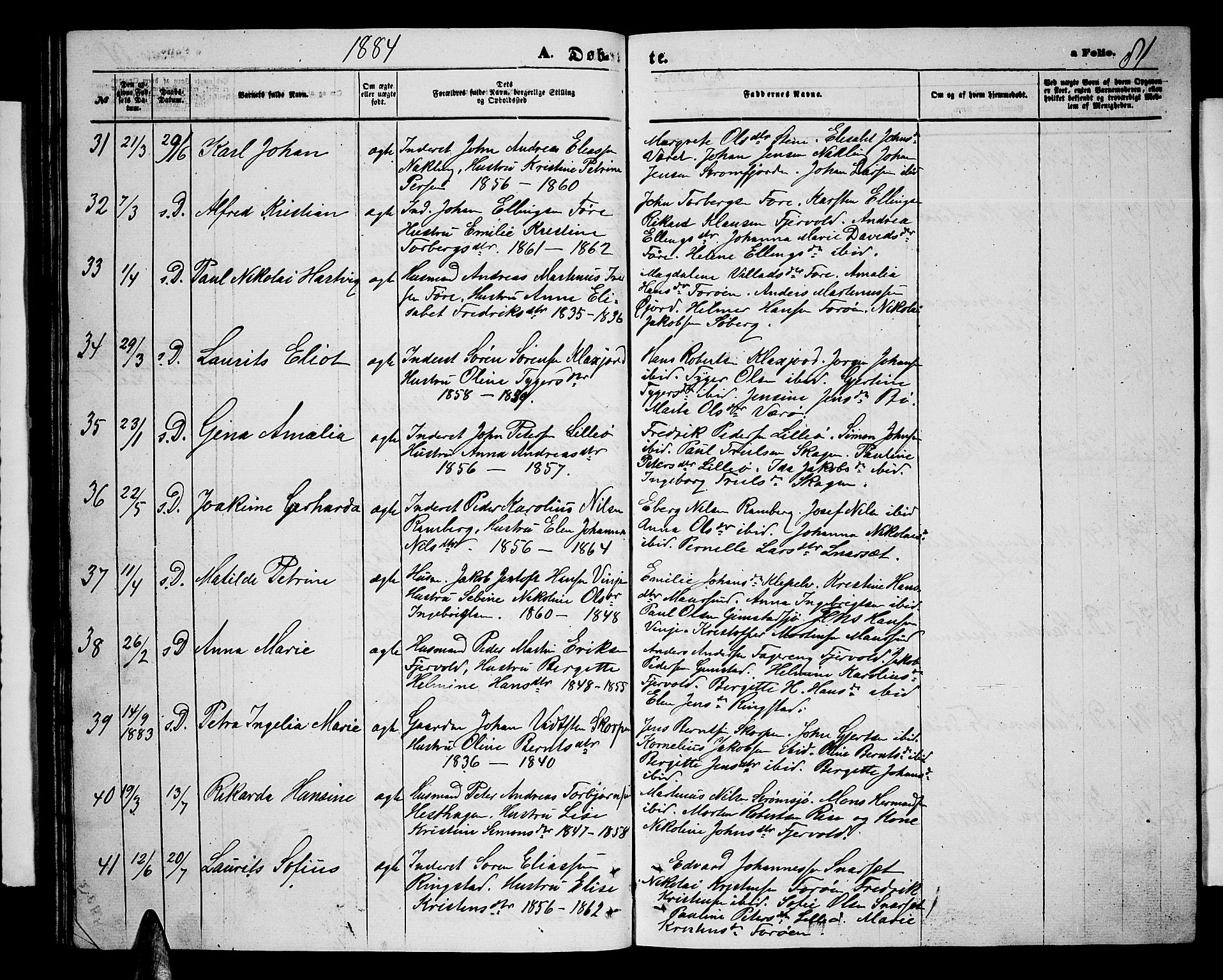 Ministerialprotokoller, klokkerbøker og fødselsregistre - Nordland, AV/SAT-A-1459/891/L1314: Parish register (copy) no. 891C03, 1870-1885, p. 81