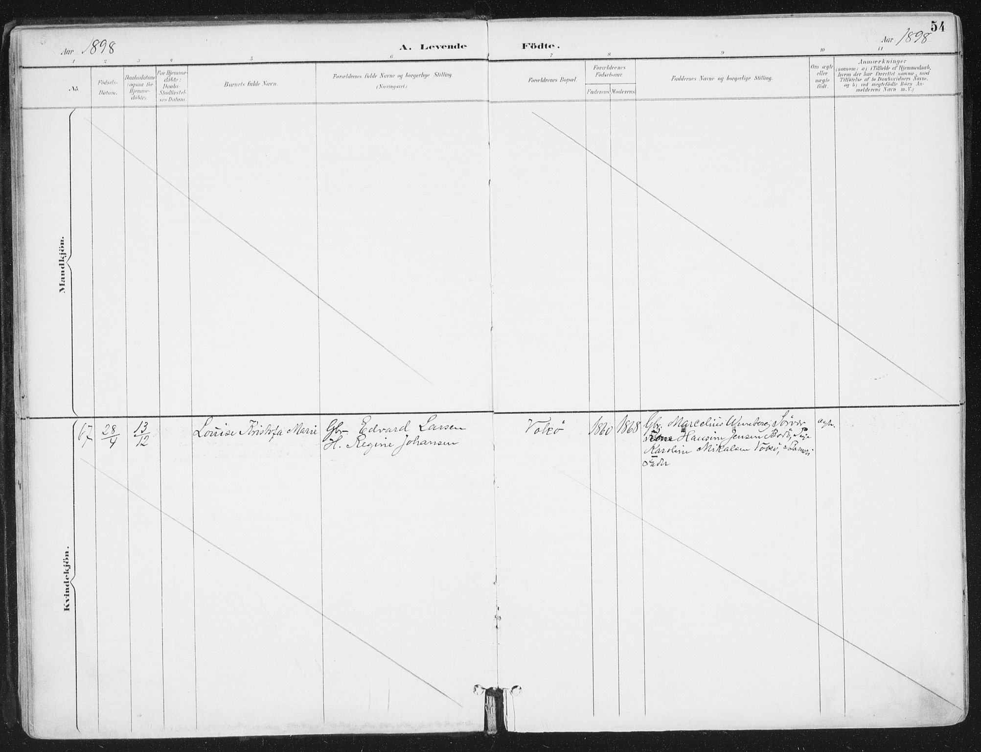 Ministerialprotokoller, klokkerbøker og fødselsregistre - Nordland, AV/SAT-A-1459/802/L0055: Parish register (official) no. 802A02, 1894-1915, p. 54