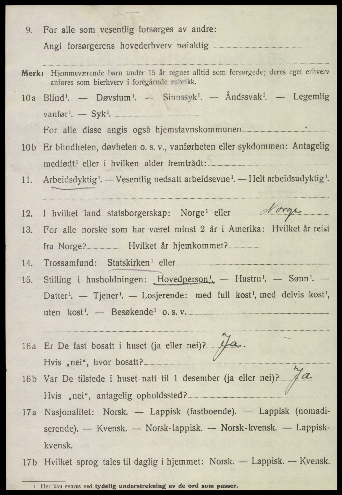 SAT, 1920 census for Lånke, 1920, p. 1039