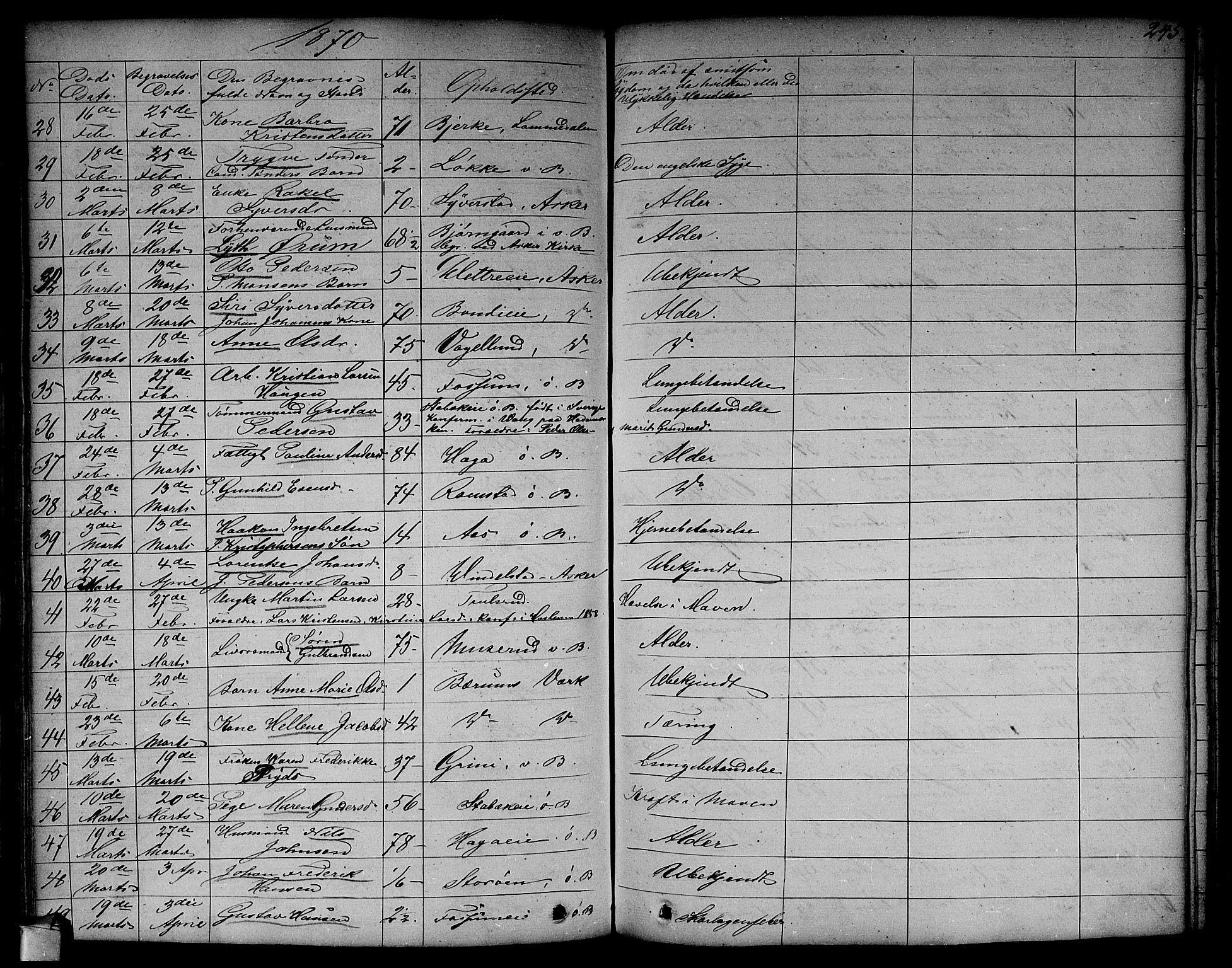 Asker prestekontor Kirkebøker, SAO/A-10256a/F/Fa/L0011: Parish register (official) no. I 11, 1825-1878, p. 245
