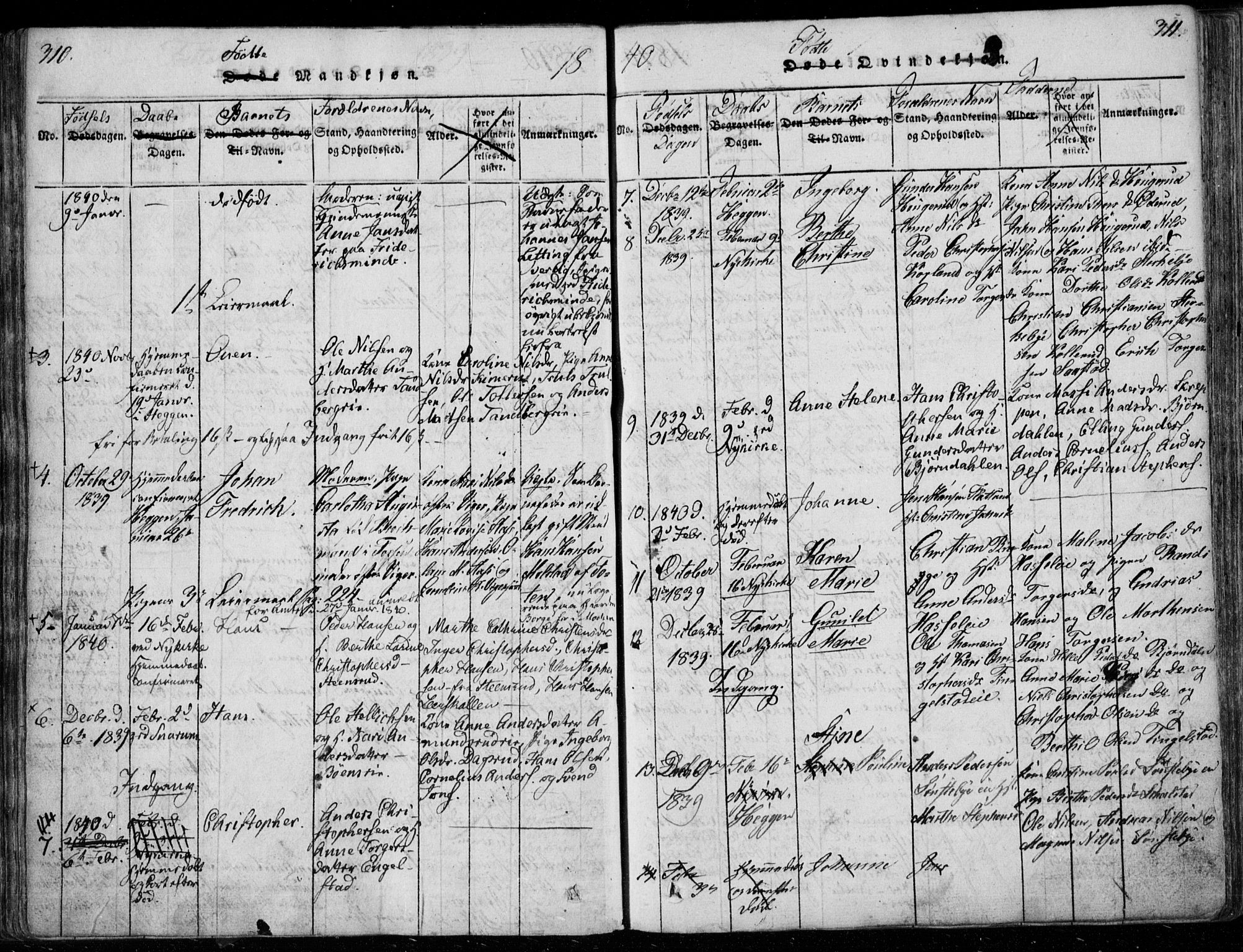 Modum kirkebøker, AV/SAKO-A-234/F/Fa/L0006: Parish register (official) no. 6, 1832-1841, p. 310-311