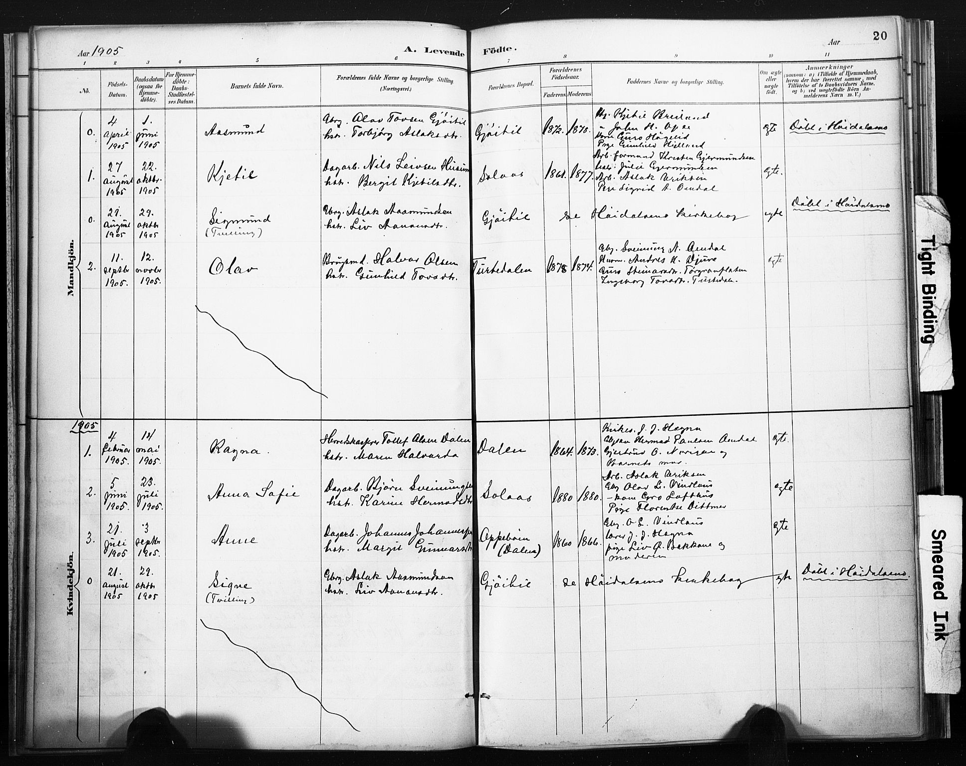 Lårdal kirkebøker, SAKO/A-284/F/Fb/L0002: Parish register (official) no. II 2, 1887-1918, p. 20