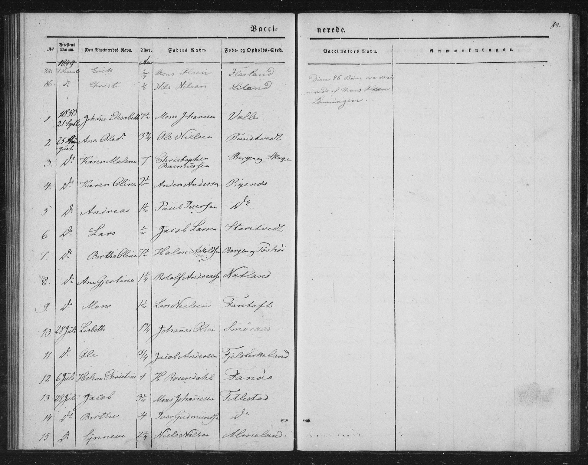 Fana Sokneprestembete, SAB/A-75101/H/Haa/Haaa/L0009: Parish register (official) no. A 9, 1849-1850, p. 58