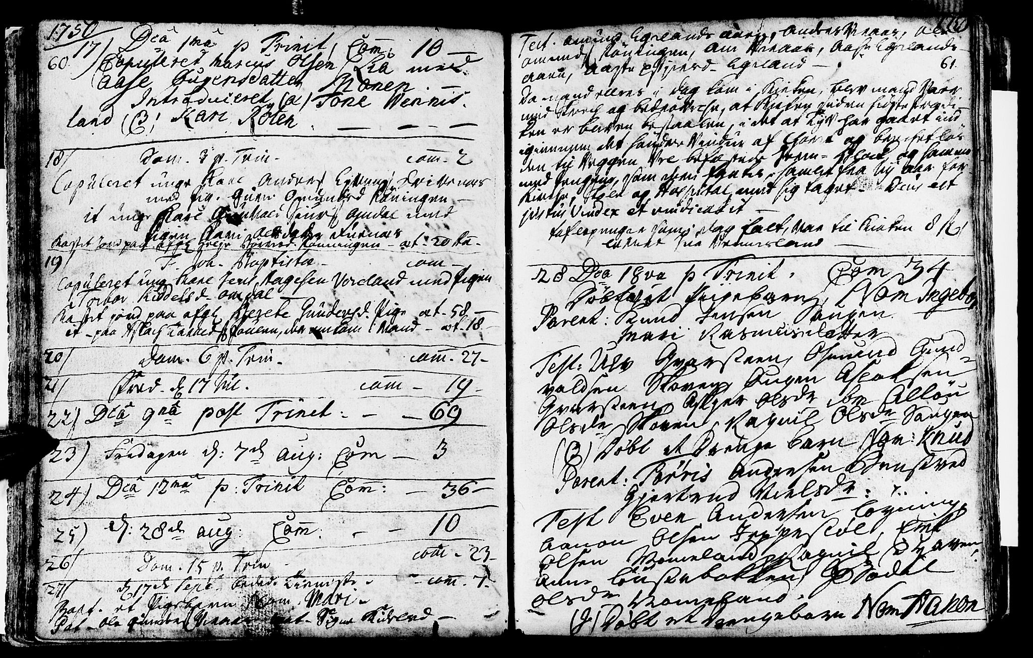 Vennesla sokneprestkontor, AV/SAK-1111-0045/Fa/Fab/L0001: Parish register (official) no. A 1, 1741-1794, p. 60-61