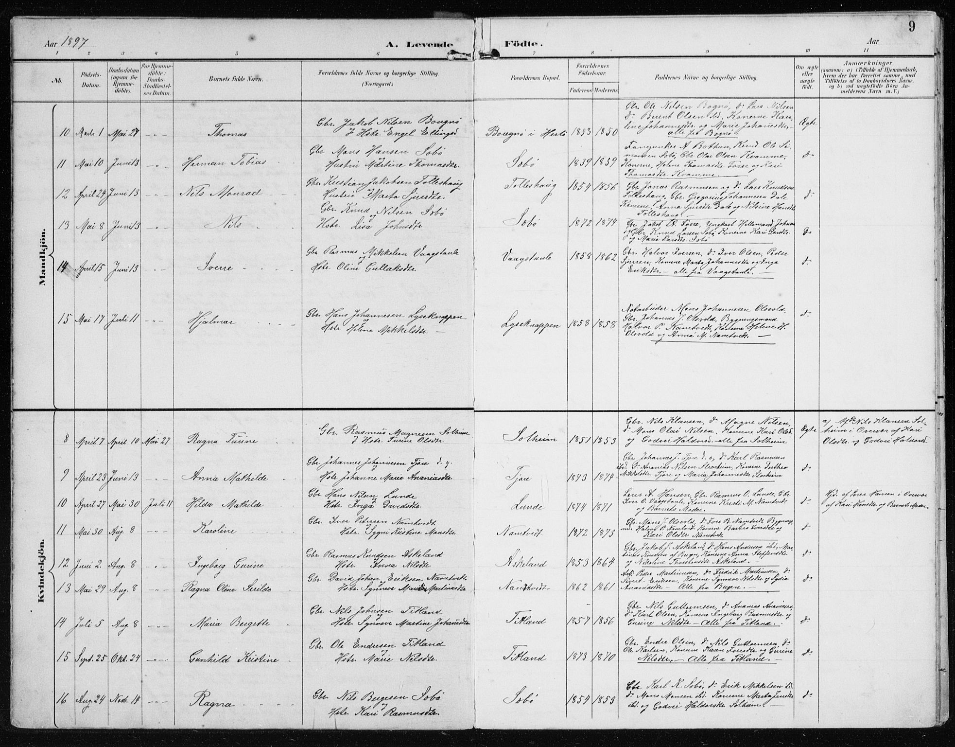 Manger sokneprestembete, AV/SAB-A-76801/H/Hab: Parish register (copy) no. D 3, 1895-1910, p. 9