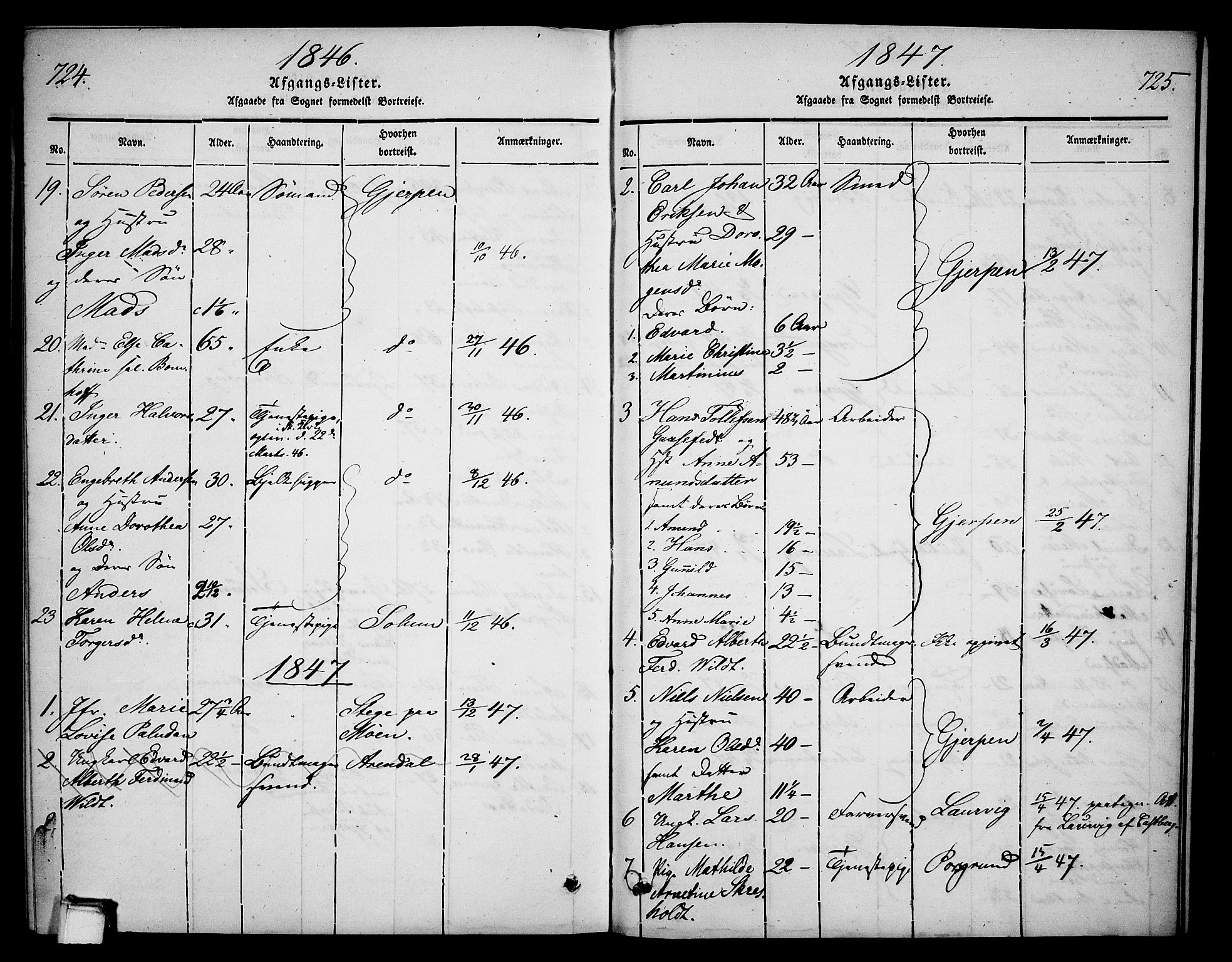 Skien kirkebøker, SAKO/A-302/G/Ga/L0003: Parish register (copy) no. 3, 1843-1847, p. 724-725
