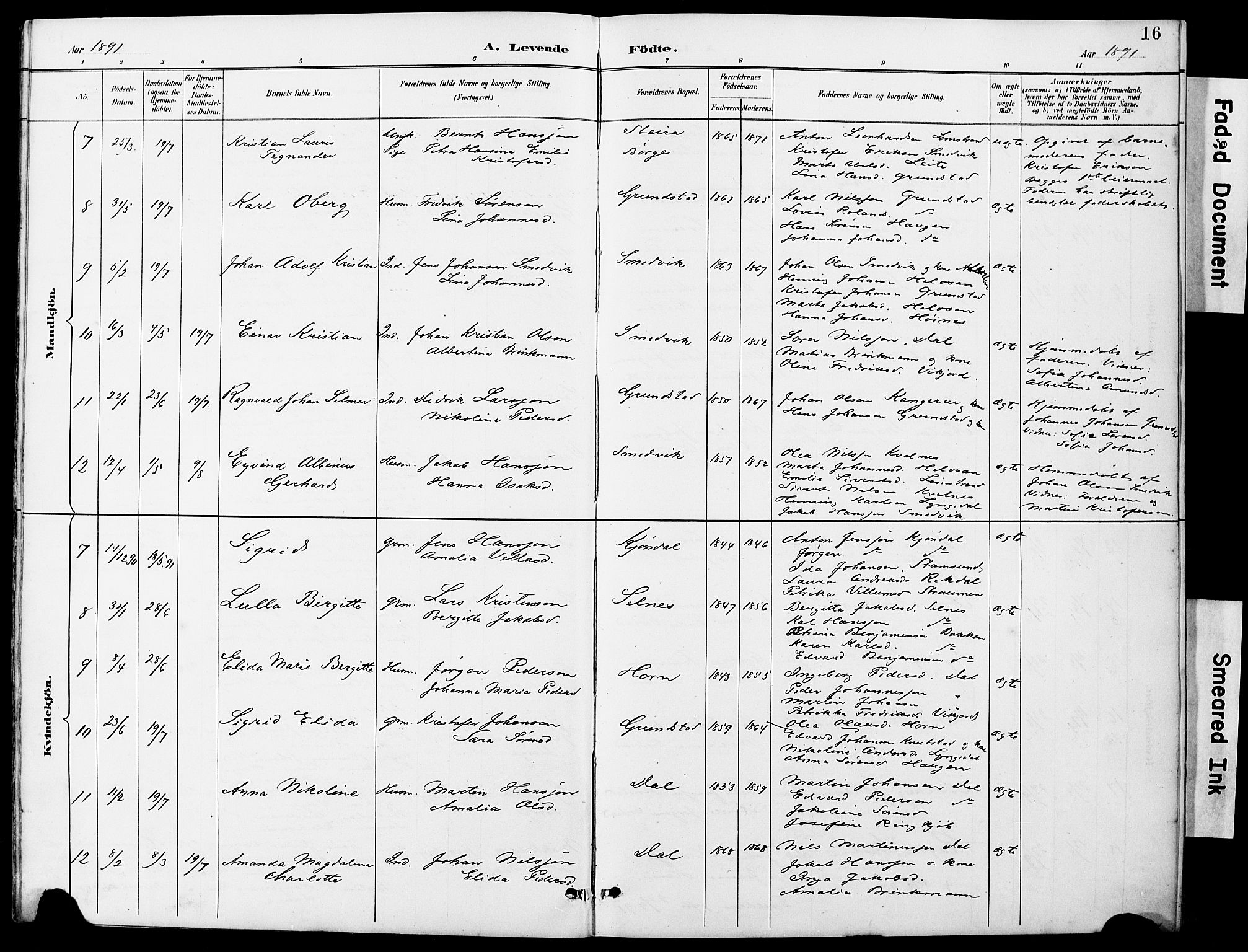 Ministerialprotokoller, klokkerbøker og fødselsregistre - Nordland, AV/SAT-A-1459/884/L1197: Parish register (copy) no. 884C03, 1888-1926, p. 16