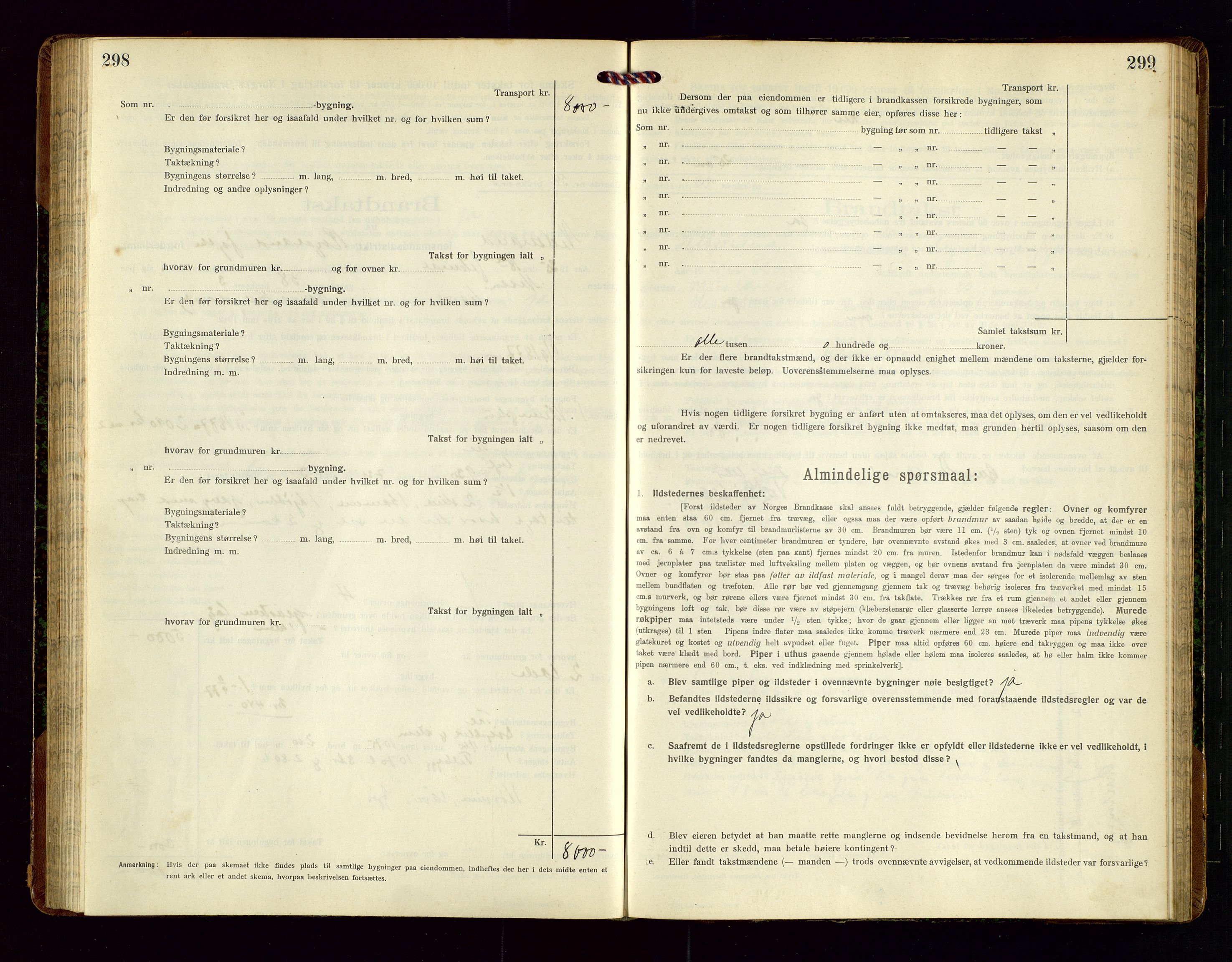 Nedstrand lensmannskontor, SAST/A-100236/Gob/L0002: "Brandtakstprotokol for Nerstrand lensmandsdistrikt Rogaland Fylke", 1916-1949, p. 298-299
