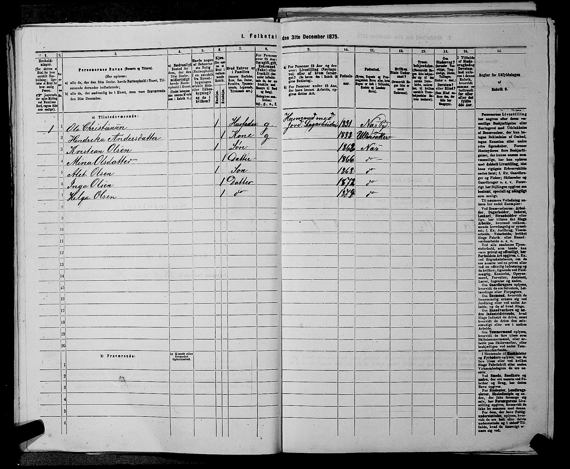 RA, 1875 census for 0236P Nes, 1875, p. 507