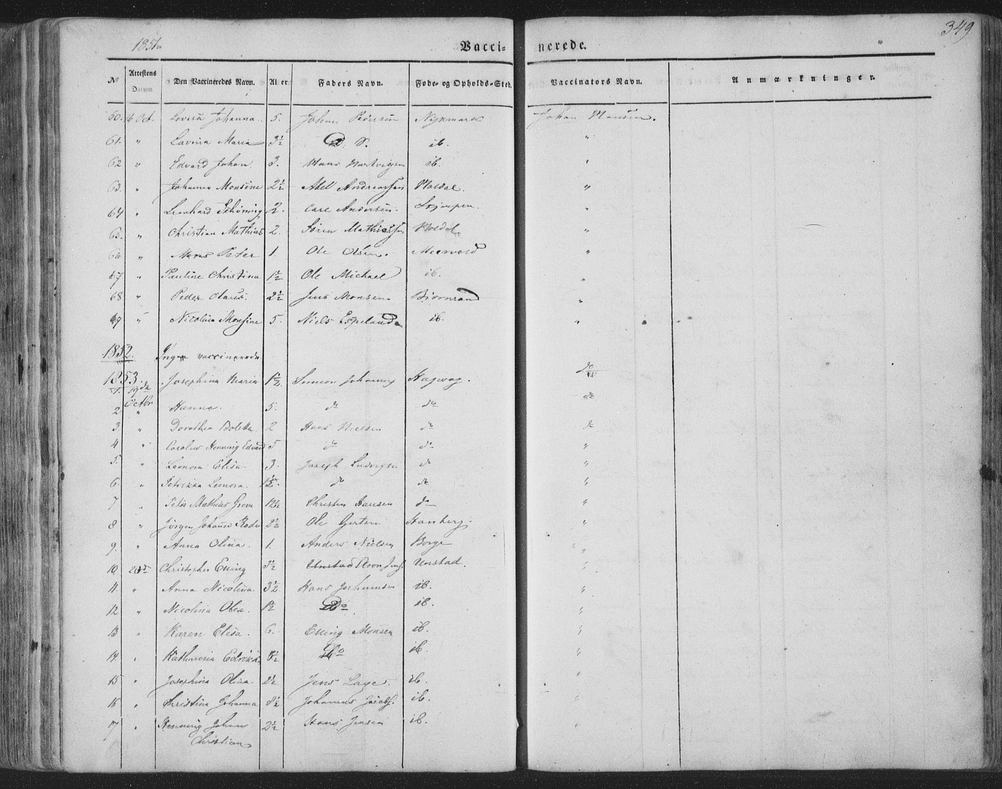 Ministerialprotokoller, klokkerbøker og fødselsregistre - Nordland, AV/SAT-A-1459/880/L1131: Parish register (official) no. 880A05, 1844-1868, p. 349