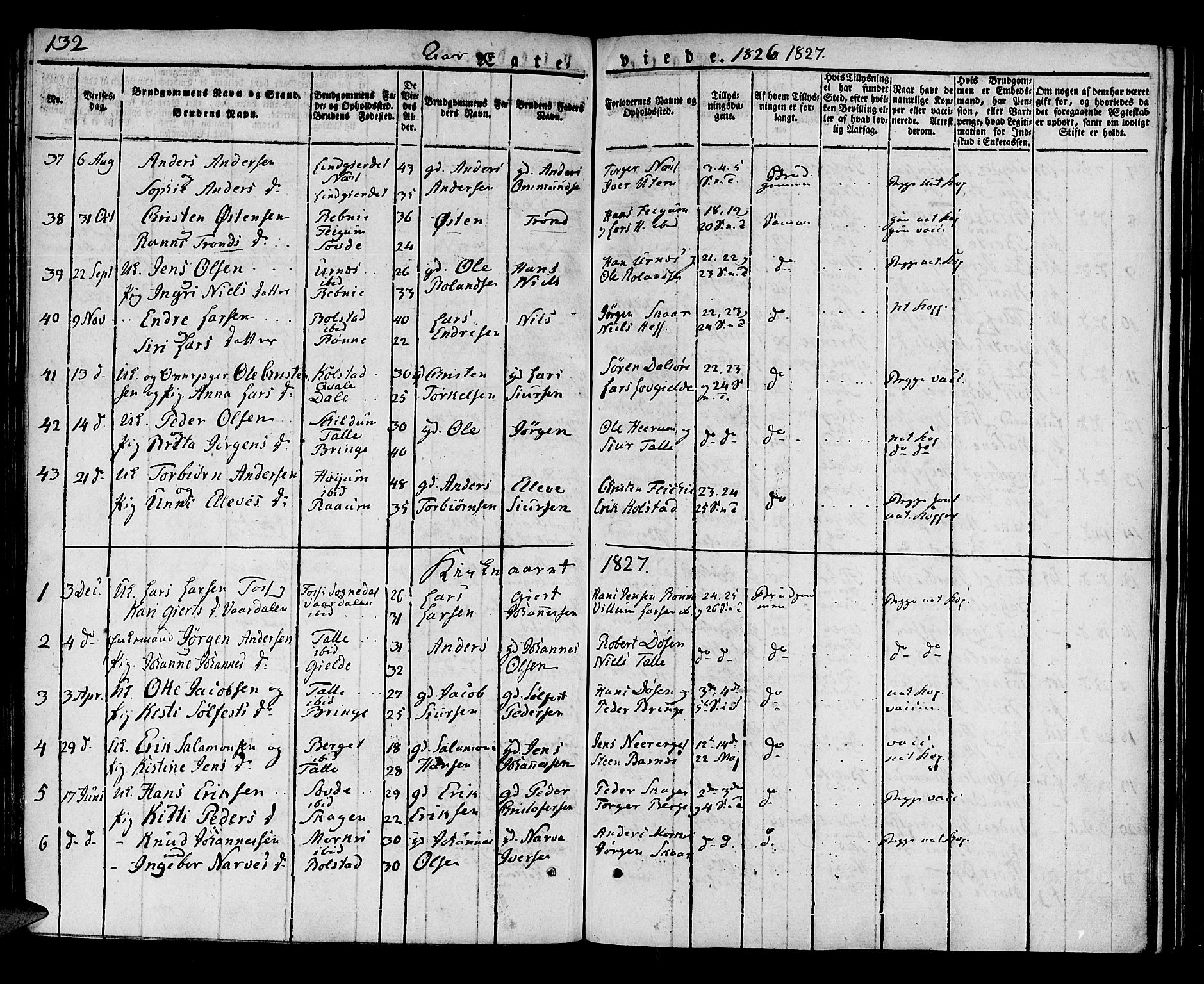 Luster sokneprestembete, SAB/A-81101/H/Haa/Haaa/L0004: Parish register (official) no. A 4, 1821-1832, p. 132