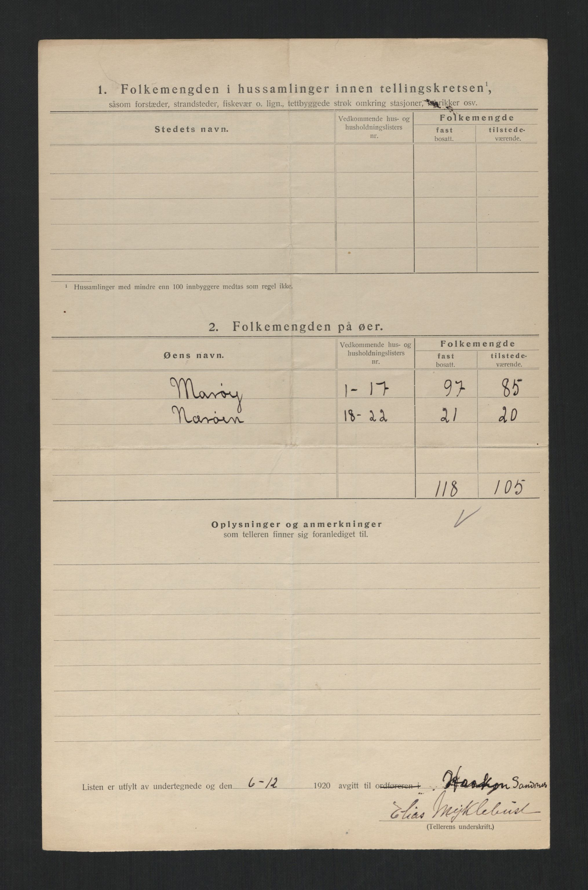 SAT, 1920 census for Nærøy, 1920, p. 13
