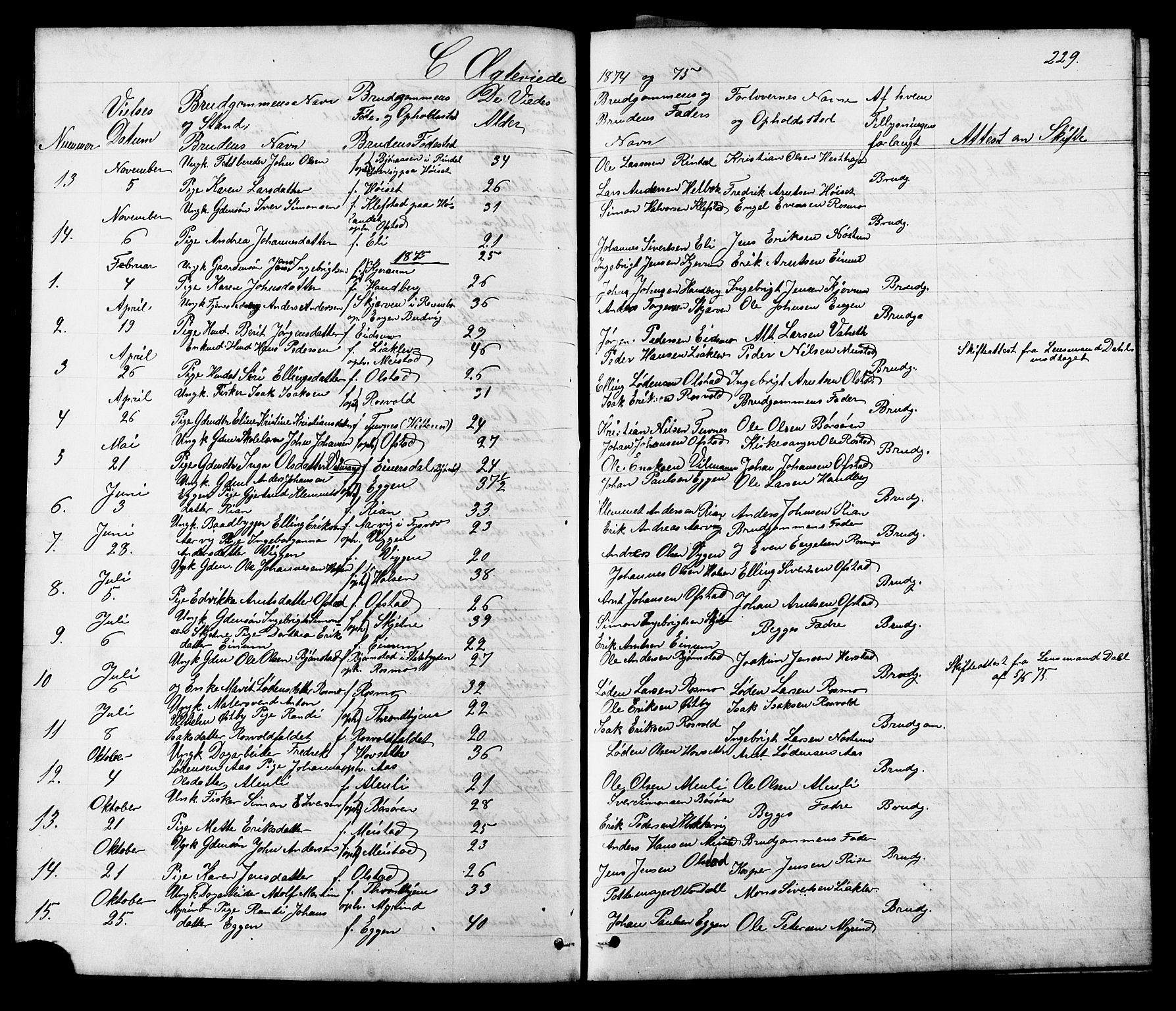 Ministerialprotokoller, klokkerbøker og fødselsregistre - Sør-Trøndelag, SAT/A-1456/665/L0777: Parish register (copy) no. 665C02, 1867-1915, p. 229